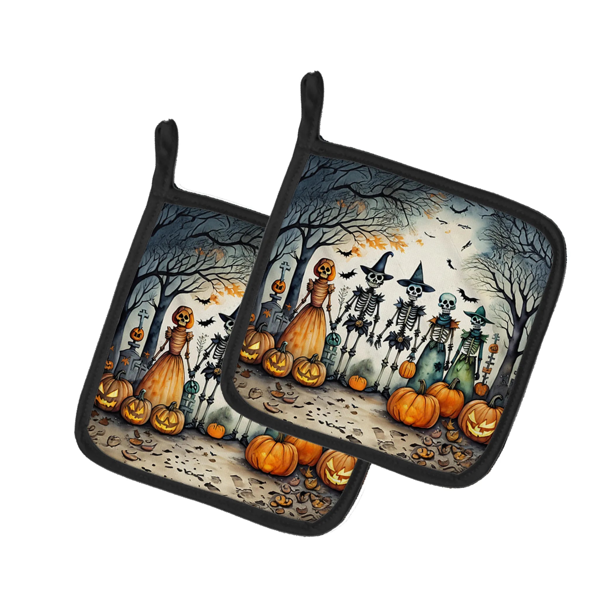 More Spooky Halloween Pair of Pot Holders - Size: 7.5HX7.5W | Pack Of: 1 | Collection name: More spooky halloween