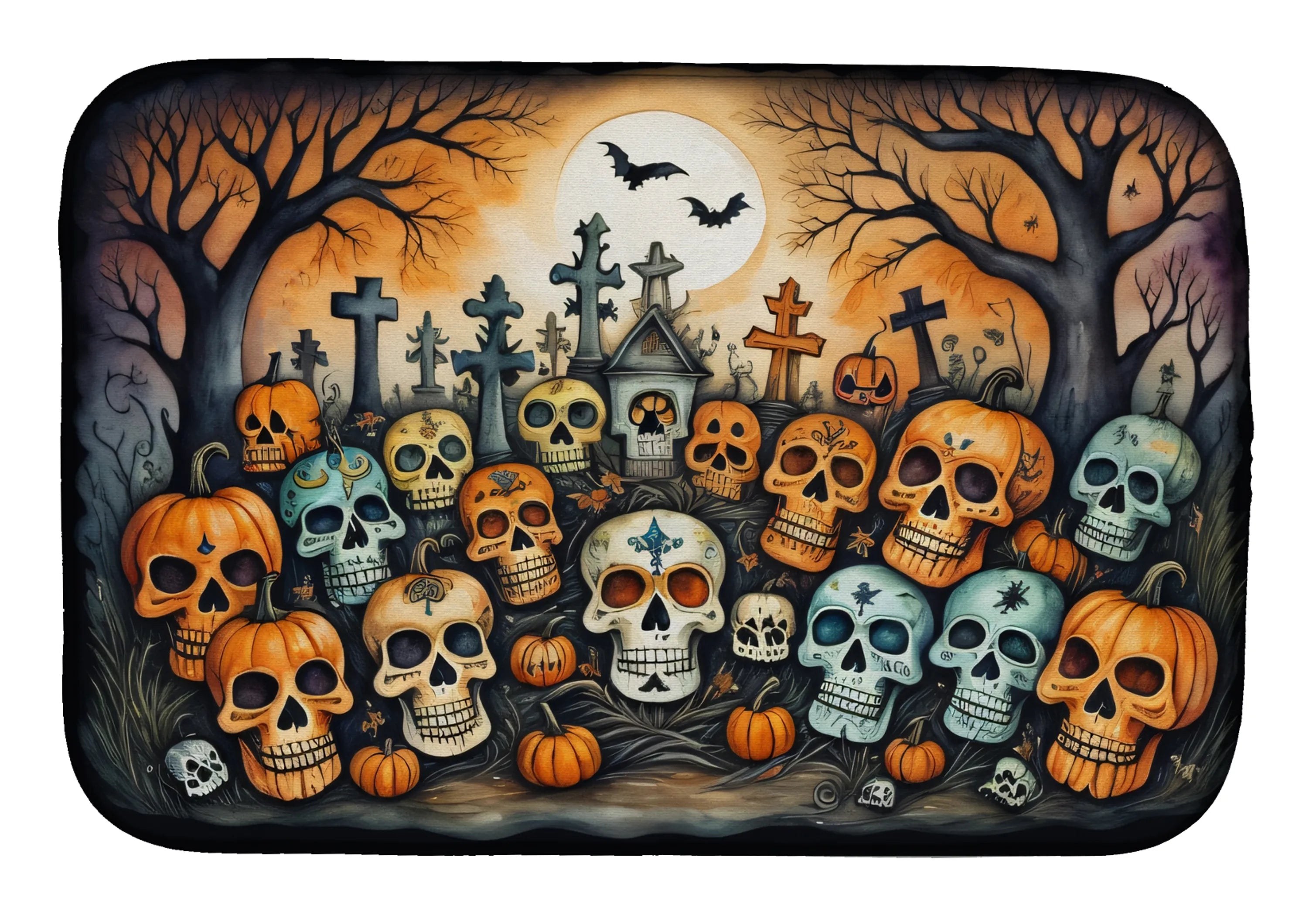 More Spooky Halloween Dish Drying Mat - Size: 14  X 21" | Pack Of: 1 | Collection name: More spooky halloween