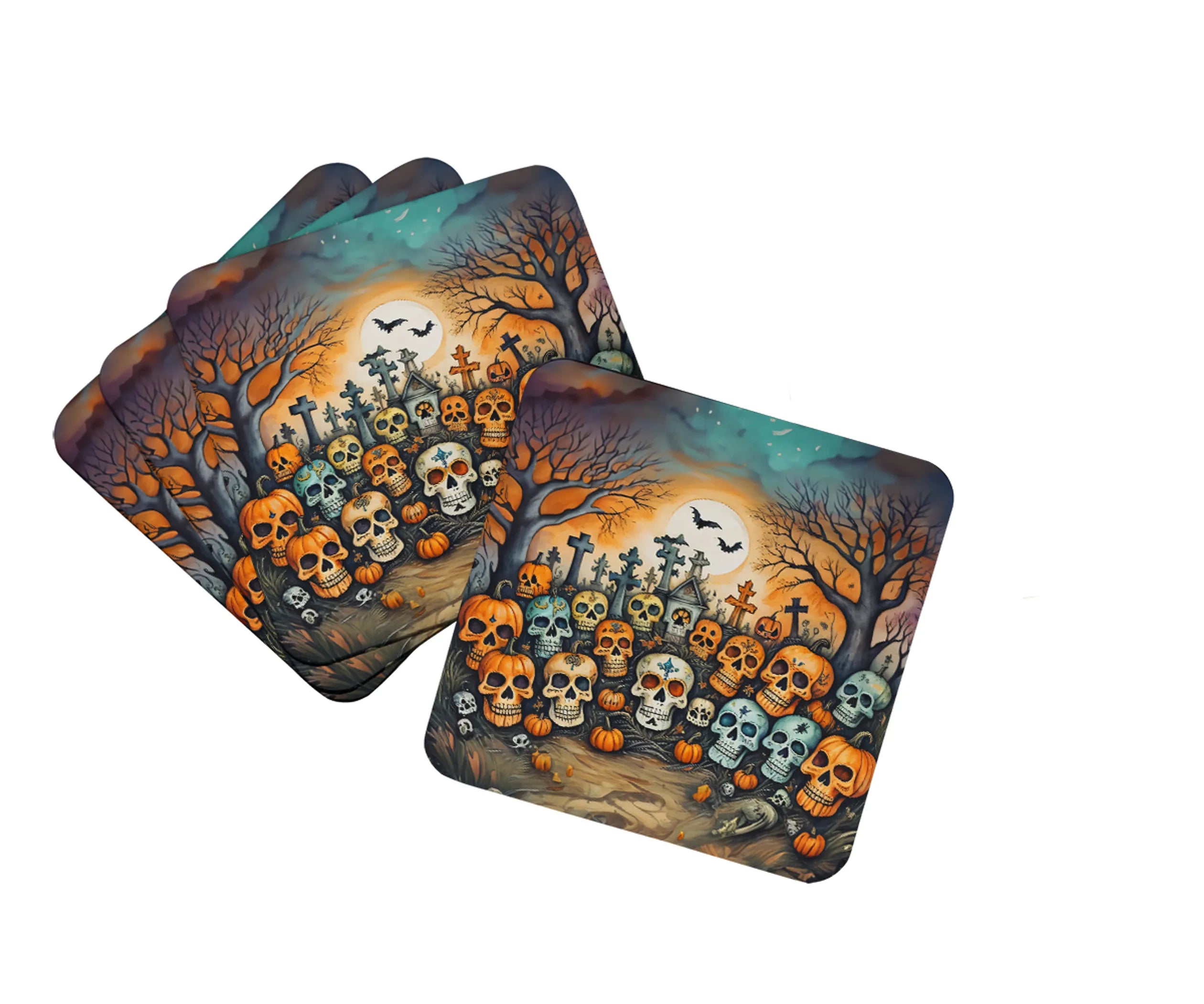 More Spooky Halloween Foam Coasters - Size: 3.5 | Pack Of: 1 | Collection name: More spooky halloween