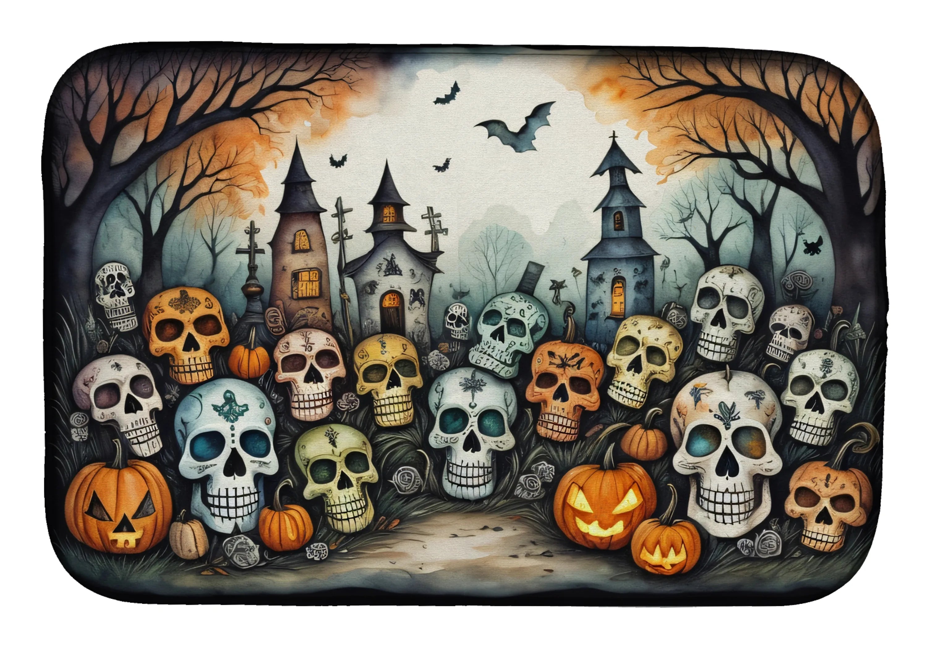 More Spooky Halloween Dish Drying Mat - Size: 14  X 21" | Pack Of: 1 | Collection name: More spooky halloween