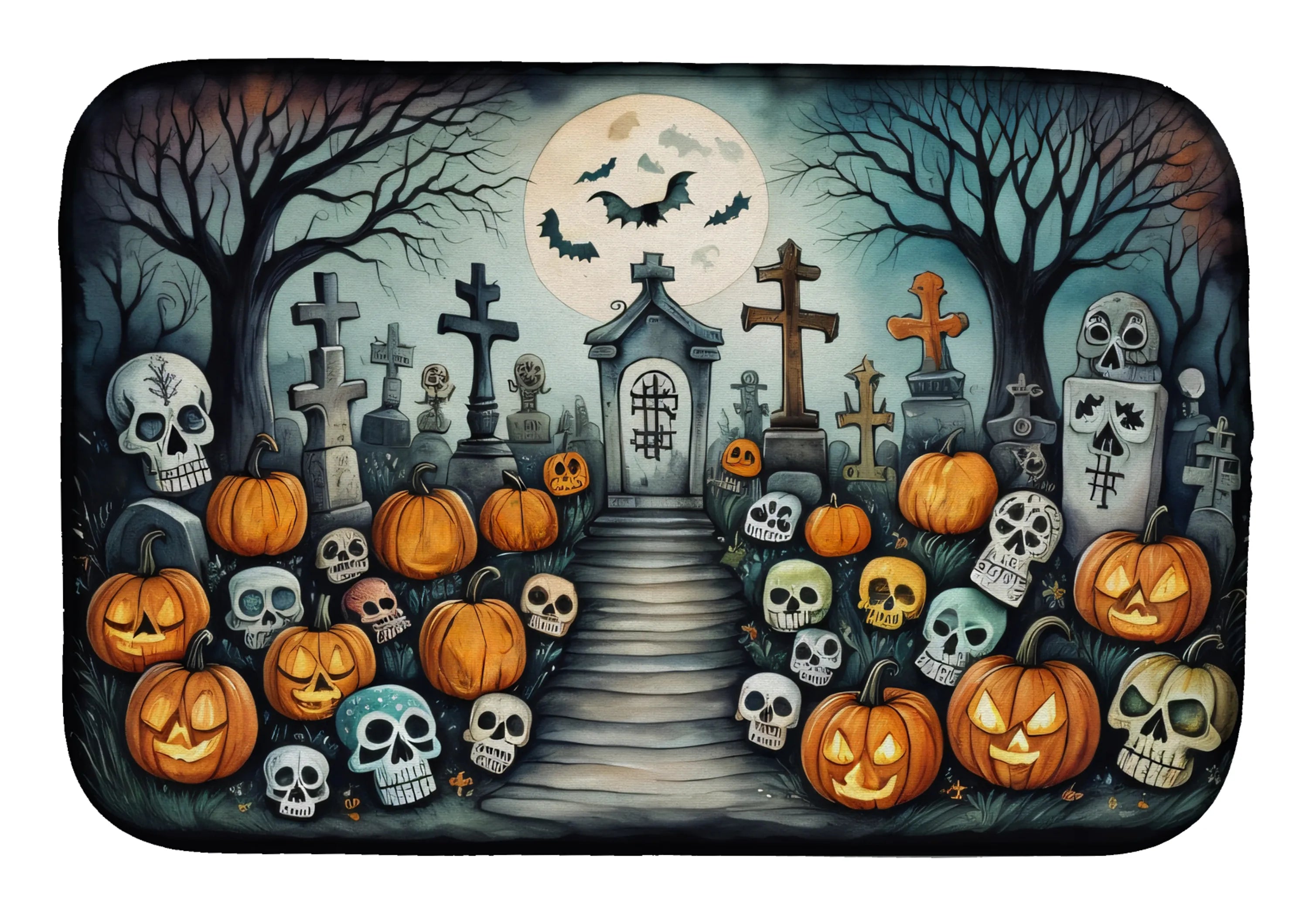 More Spooky Halloween Dish Drying Mat - Size: 14  X 21" | Pack Of: 1 | Collection name: More spooky halloween