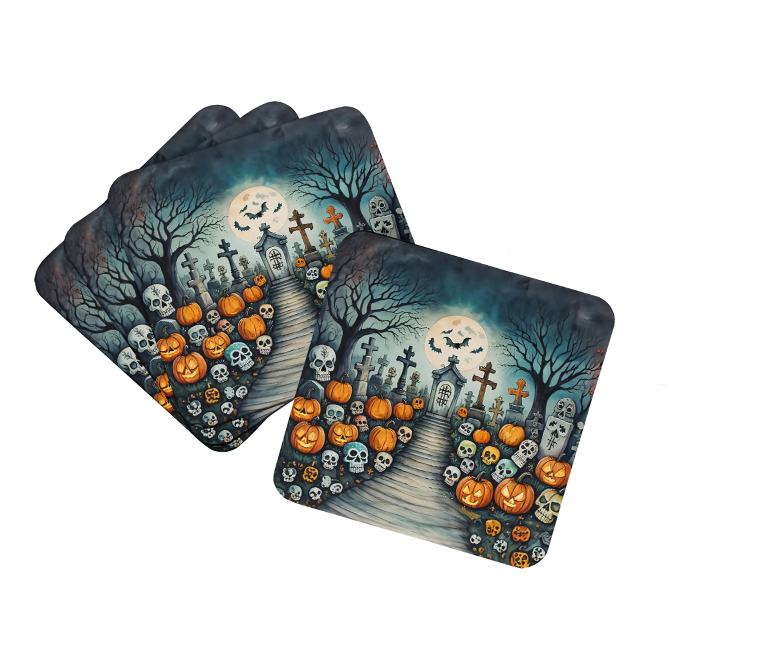 More Spooky Halloween Foam Coasters - Size: 3.5 | Pack Of: 1 | Collection name: More spooky halloween