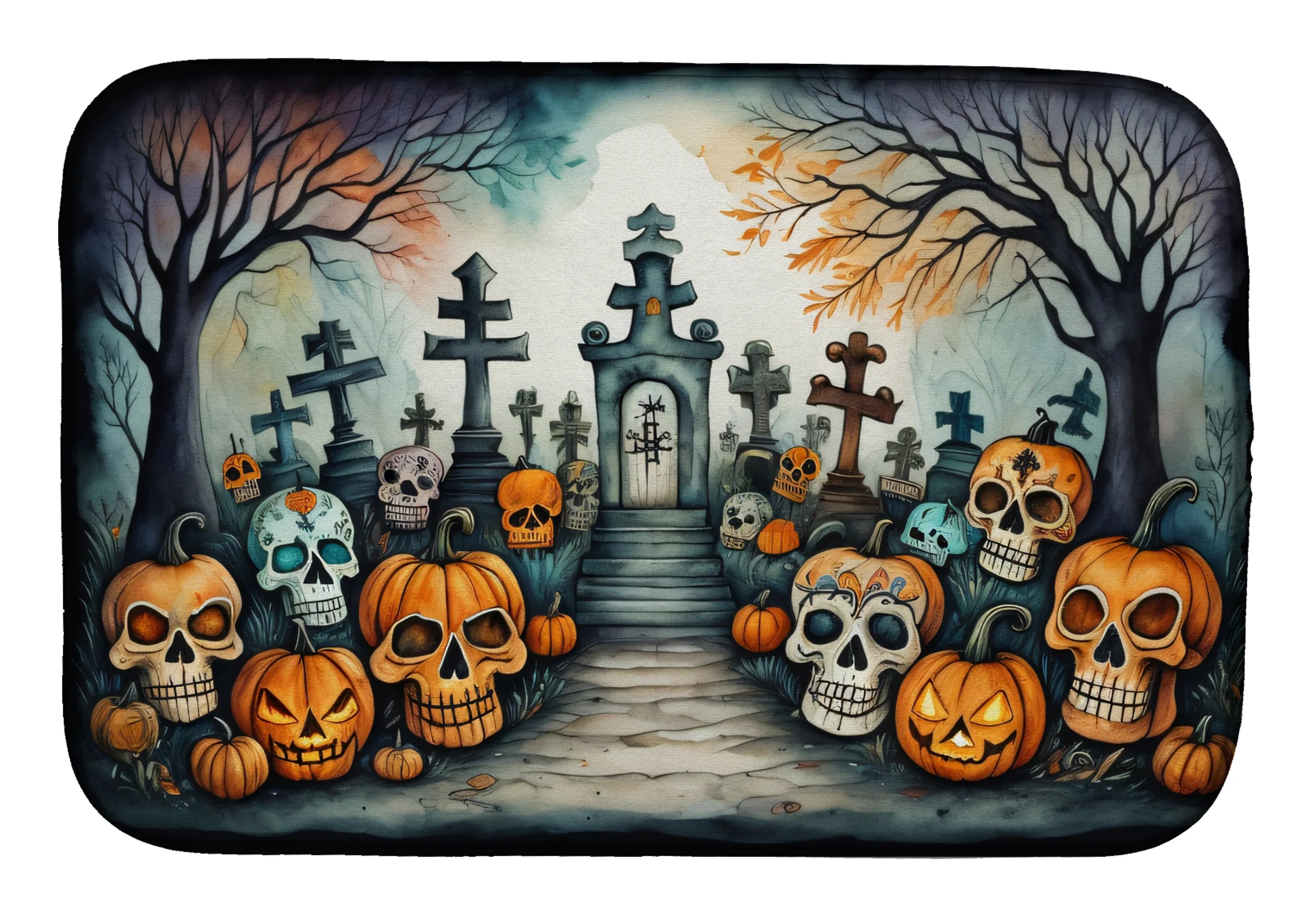 More Spooky Halloween Dish Drying Mat - Size: 14  X 21" | Pack Of: 1 | Collection name: More spooky halloween