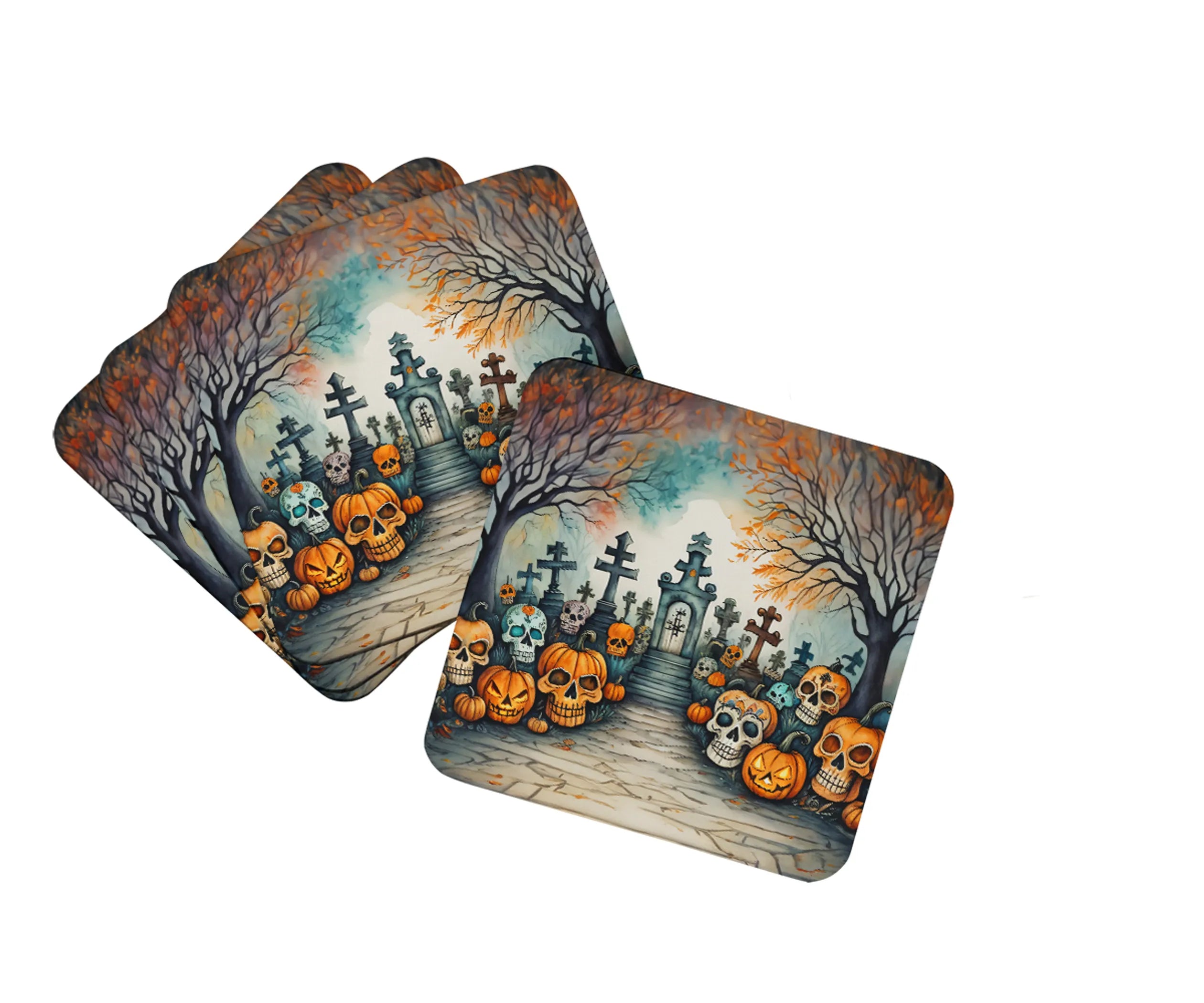 More Spooky Halloween Foam Coasters - Size: 3.5 | Pack Of: 1 | Collection name: More spooky halloween