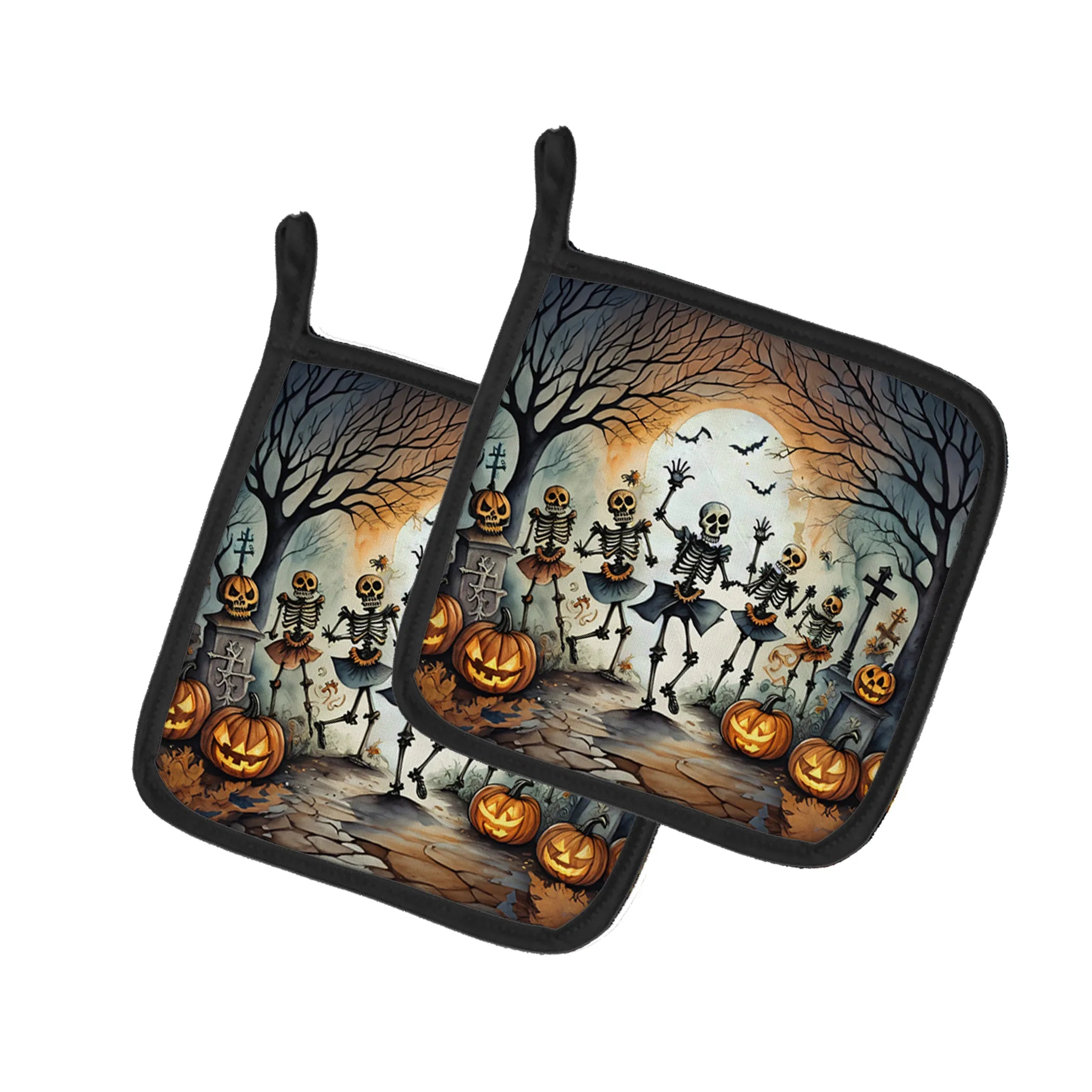 More Spooky Halloween Pair of Pot Holders - Size: 7.5HX7.5W | Pack Of: 1 | Collection name: More spooky halloween