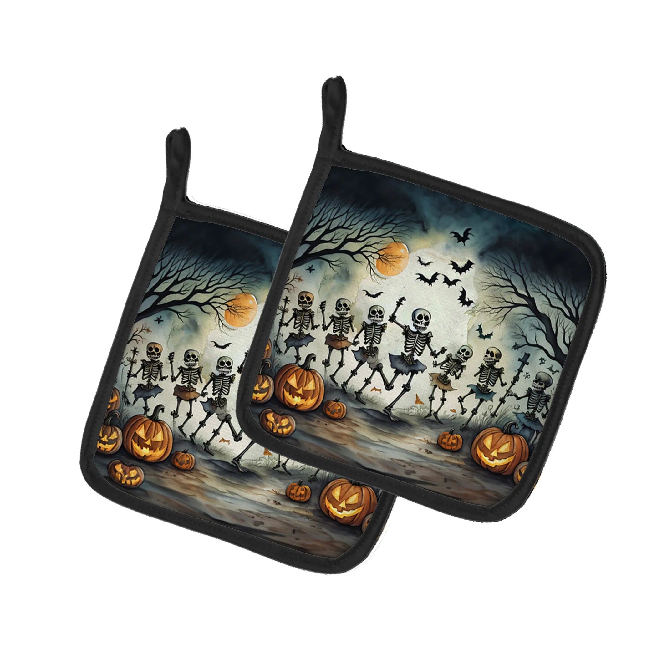More Spooky Halloween Pair of Pot Holders - Size: 7.5HX7.5W | Pack Of: 1 | Collection name: More spooky halloween