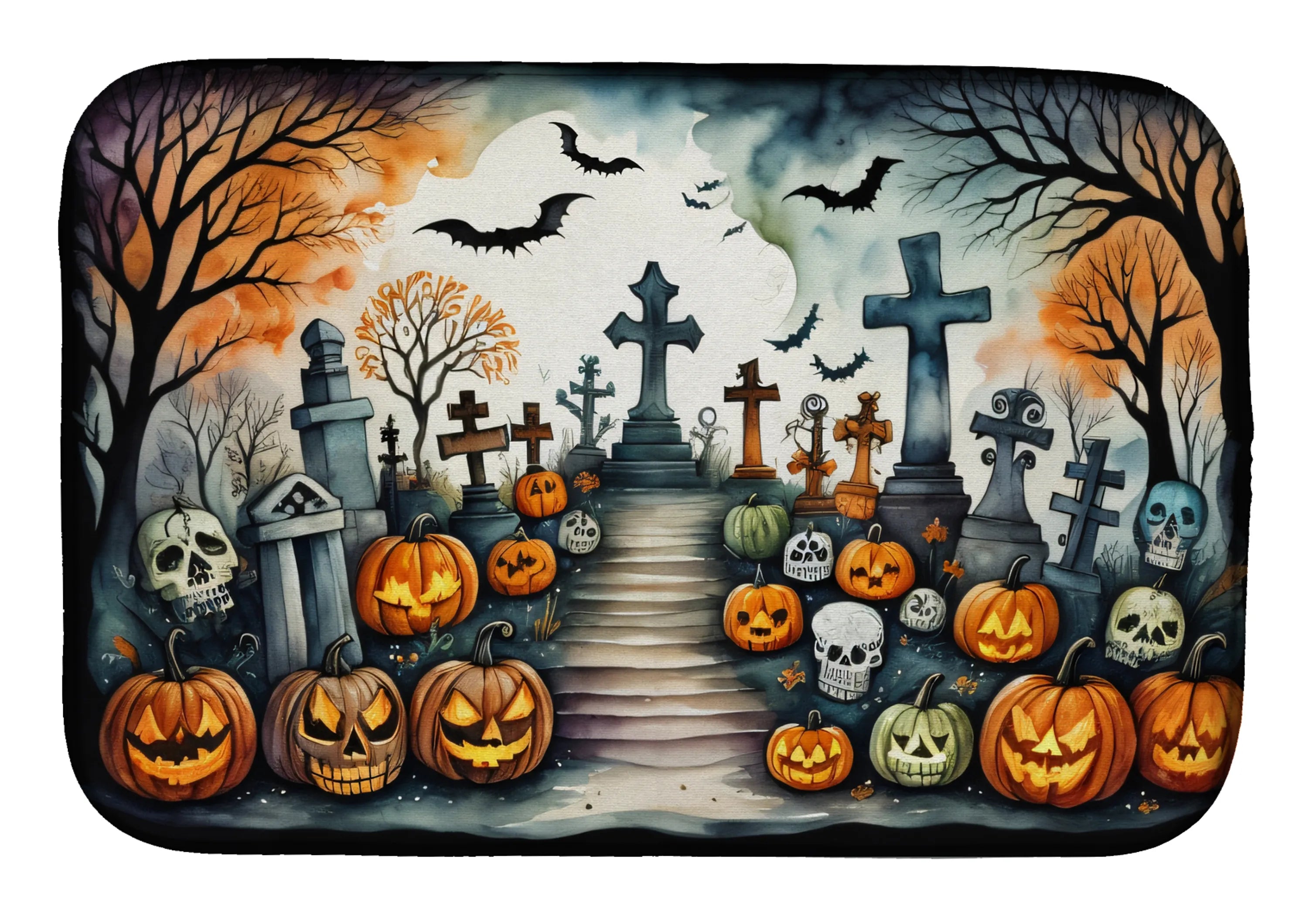 More Spooky Halloween Dish Drying Mat - Size: 14  X 21" | Pack Of: 1 | Collection name: More spooky halloween