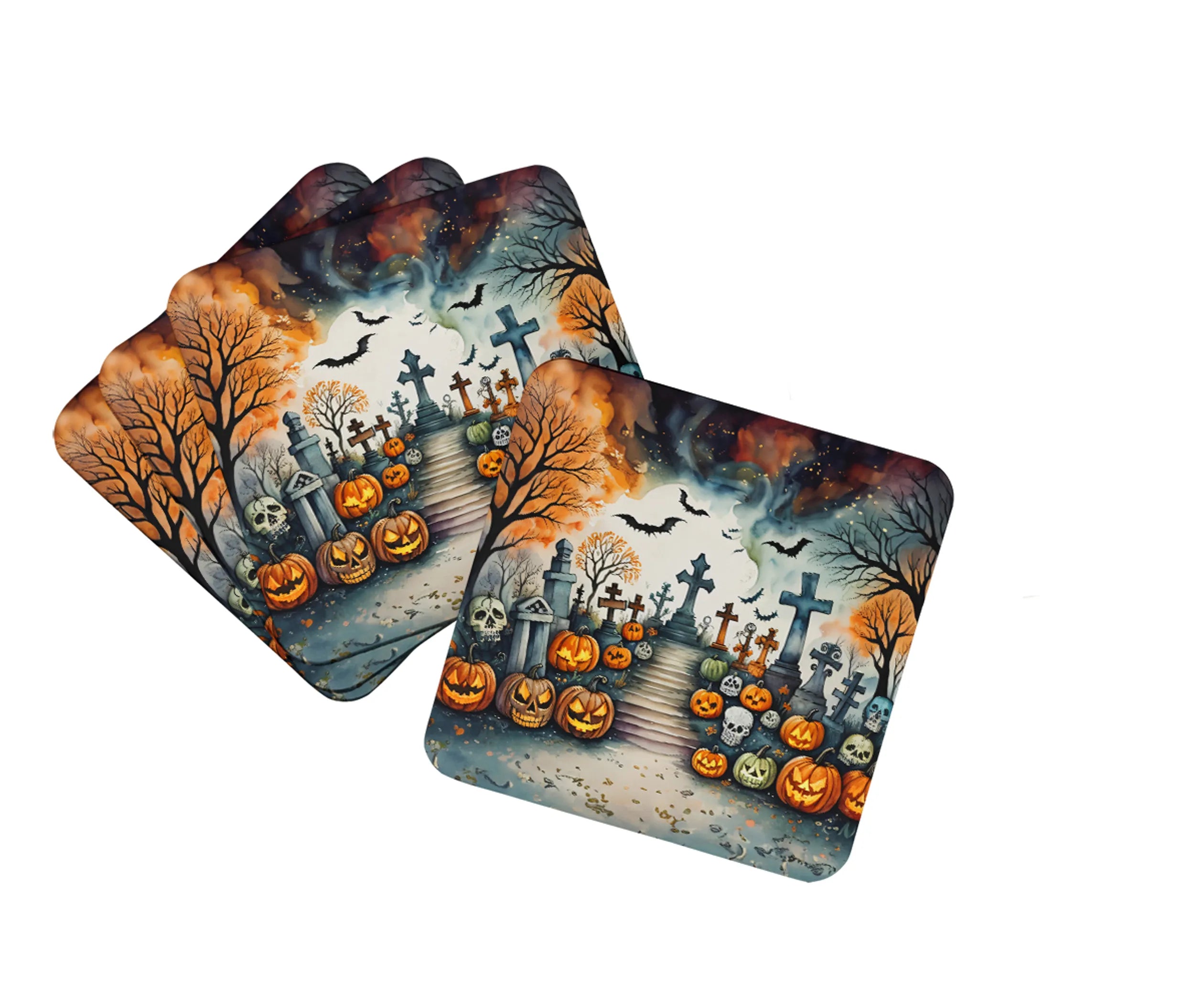 More Spooky Halloween Foam Coasters - Size: 3.5 | Pack Of: 1 | Collection name: More spooky halloween