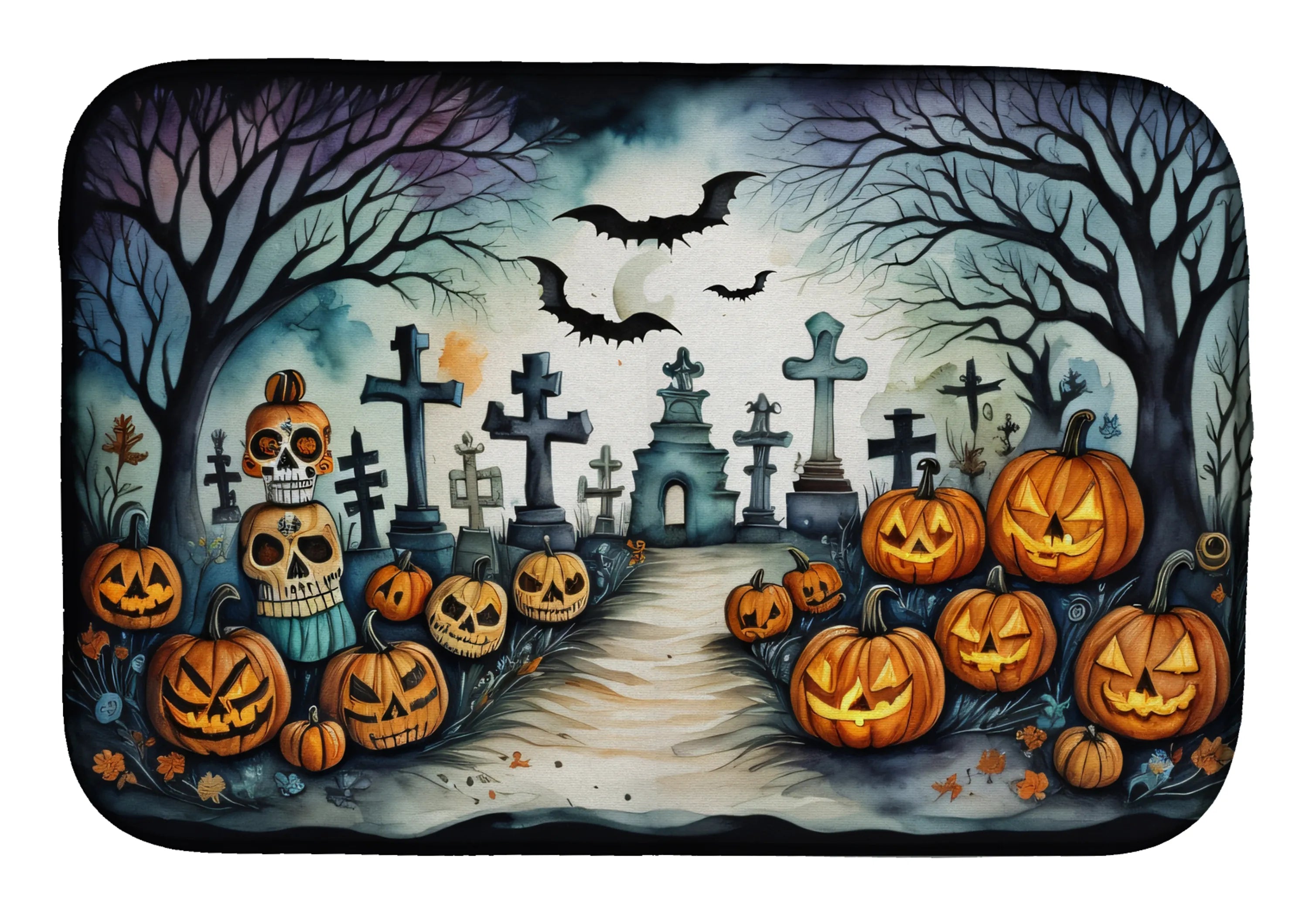 More Spooky Halloween Dish Drying Mat - Size: 14  X 21" | Pack Of: 1 | Collection name: More spooky halloween