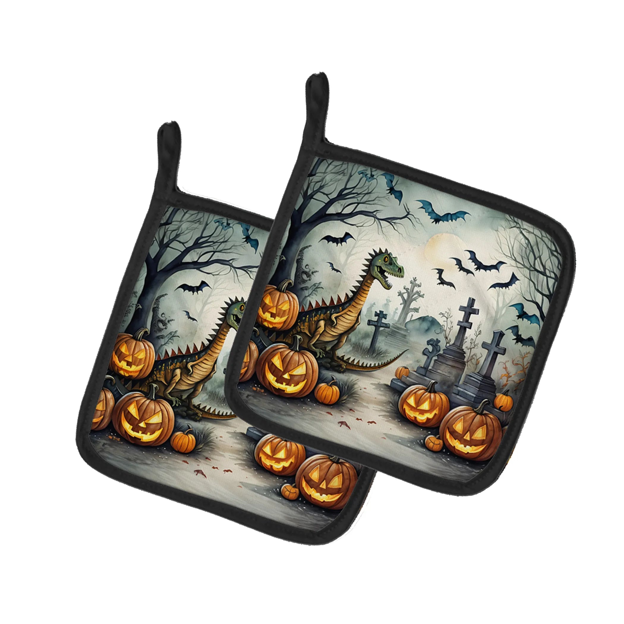 More Spooky Halloween Pair of Pot Holders - Size: 7.5HX7.5W | Pack Of: 1 | Collection name: More spooky halloween