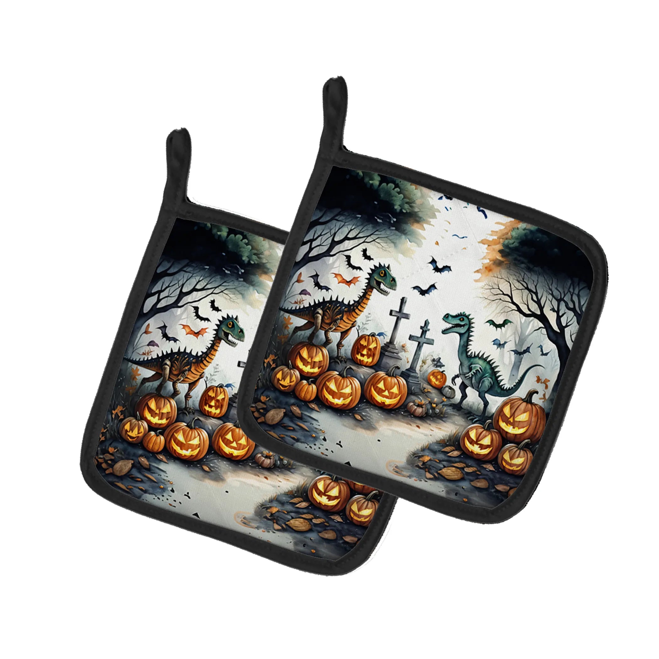 More Spooky Halloween Pair of Pot Holders - Size: 7.5HX7.5W | Pack Of: 1 | Collection name: More spooky halloween