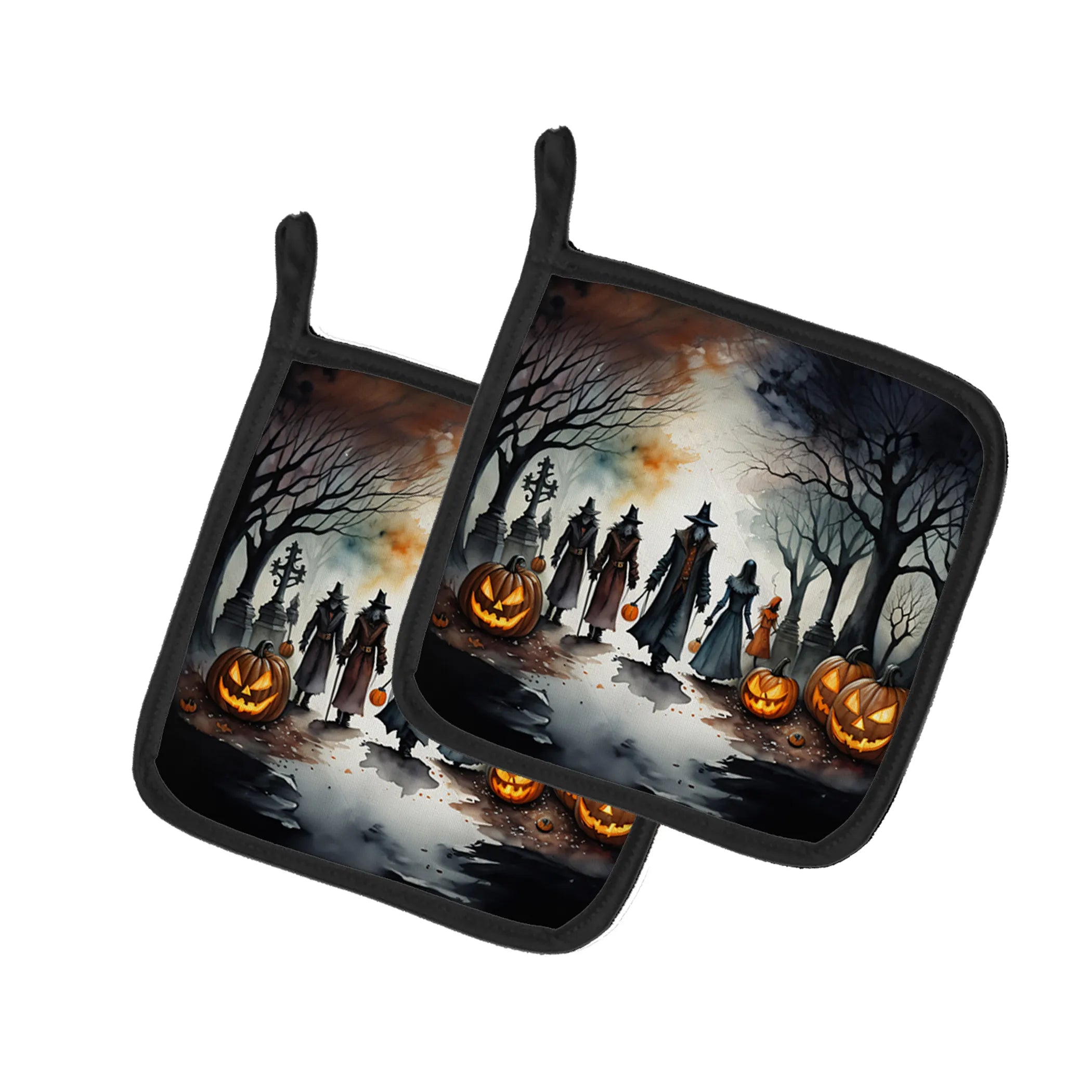 More Spooky Halloween Pair of Pot Holders - Size: 7.5HX7.5W | Pack Of: 1 | Collection name: More spooky halloween