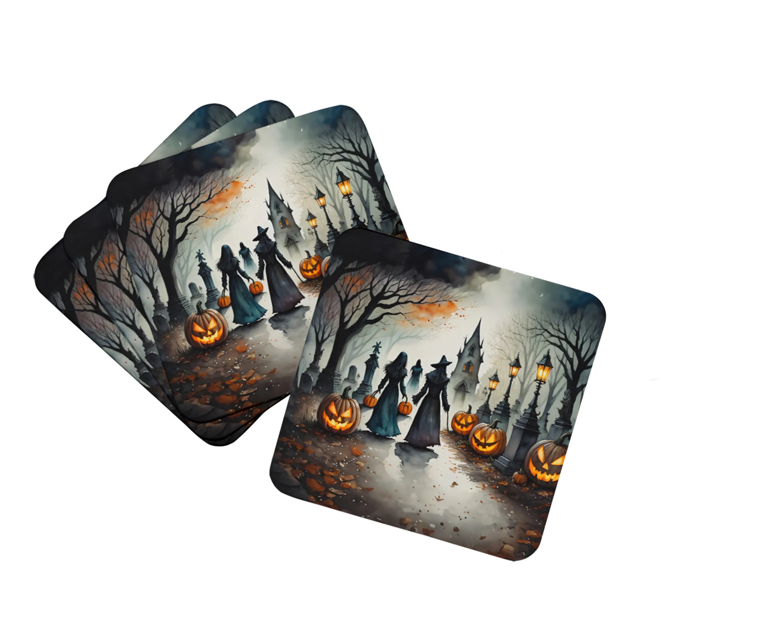 More Spooky Halloween Foam Coasters - Size: 3.5 | Pack Of: 1 | Collection name: More spooky halloween