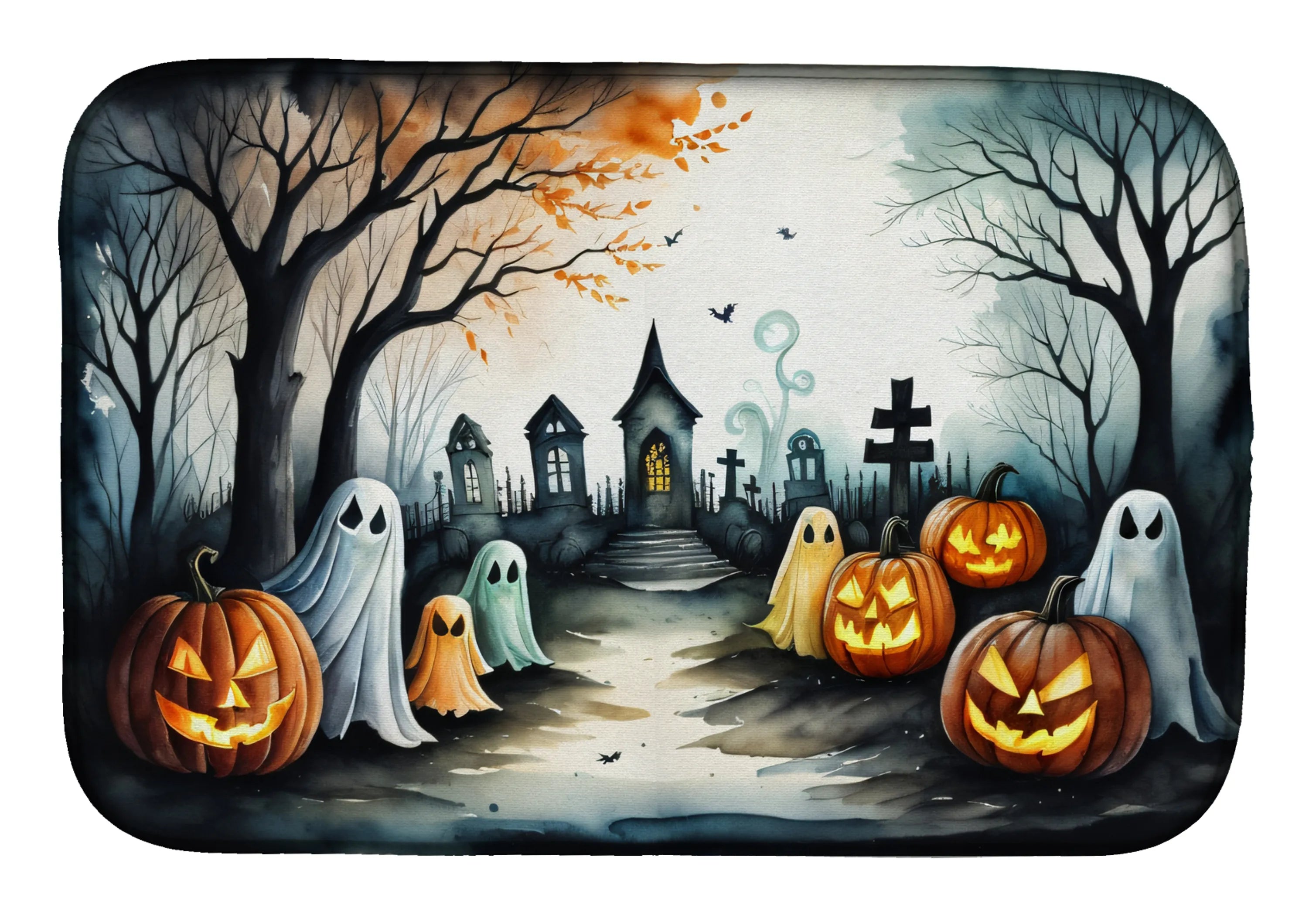 More Spooky Halloween Dish Drying Mat - Size: 14  X 21" | Pack Of: 1 | Collection name: More spooky halloween