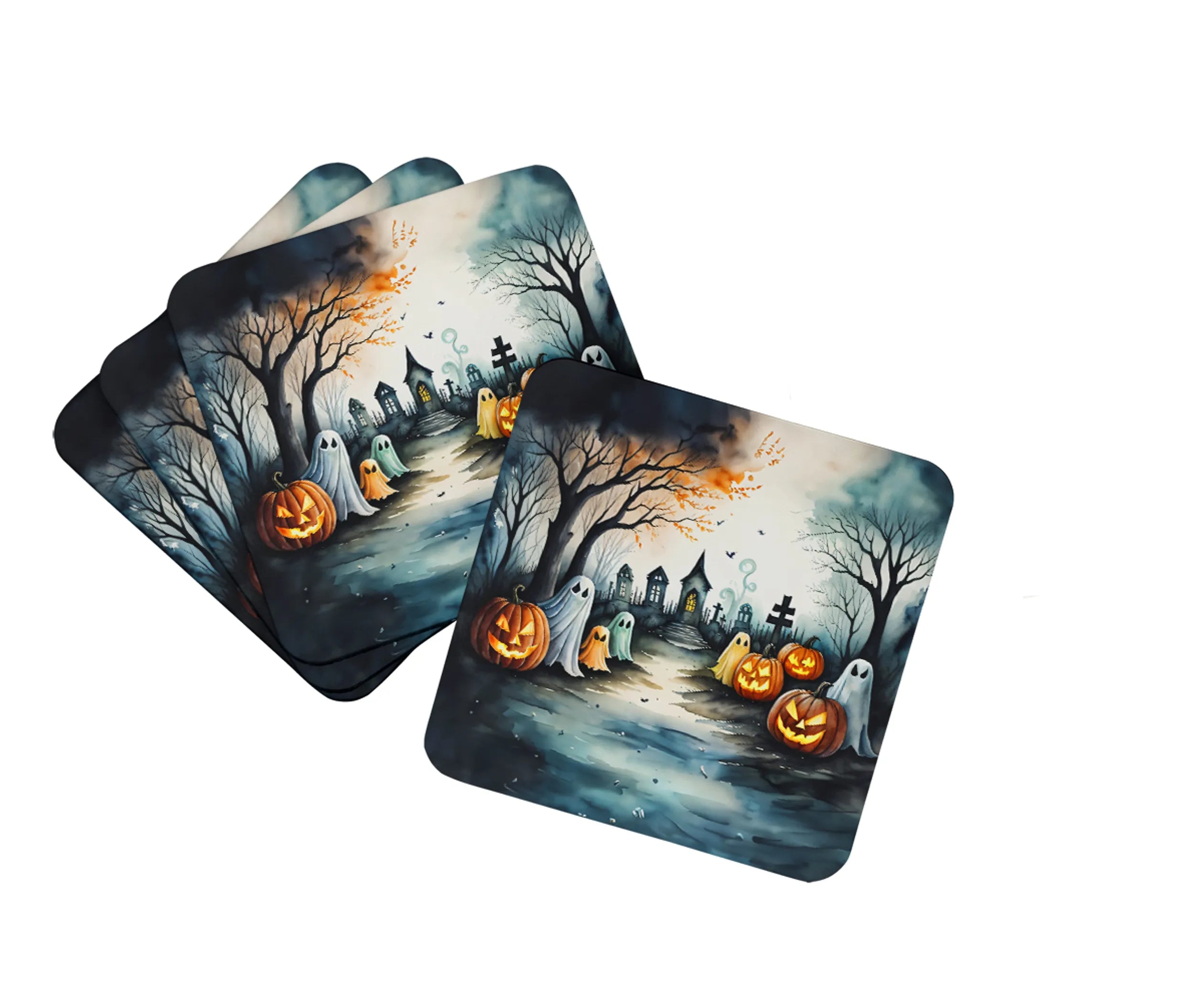 More Spooky Halloween Foam Coasters - Size: 3.5 | Pack Of: 1 | Collection name: More spooky halloween