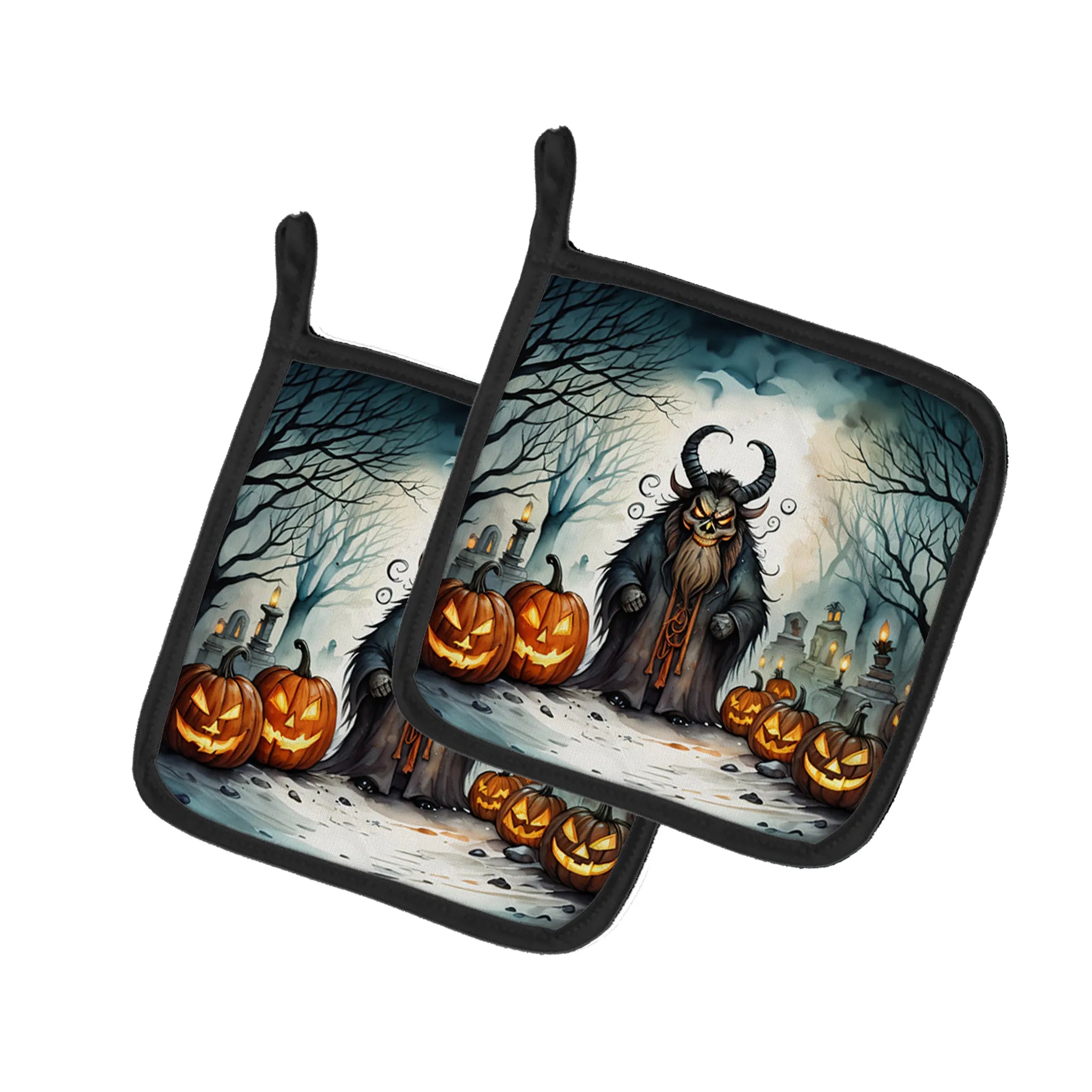More Spooky Halloween Pair of Pot Holders - Size: 7.5HX7.5W | Pack Of: 1 | Collection name: More spooky halloween