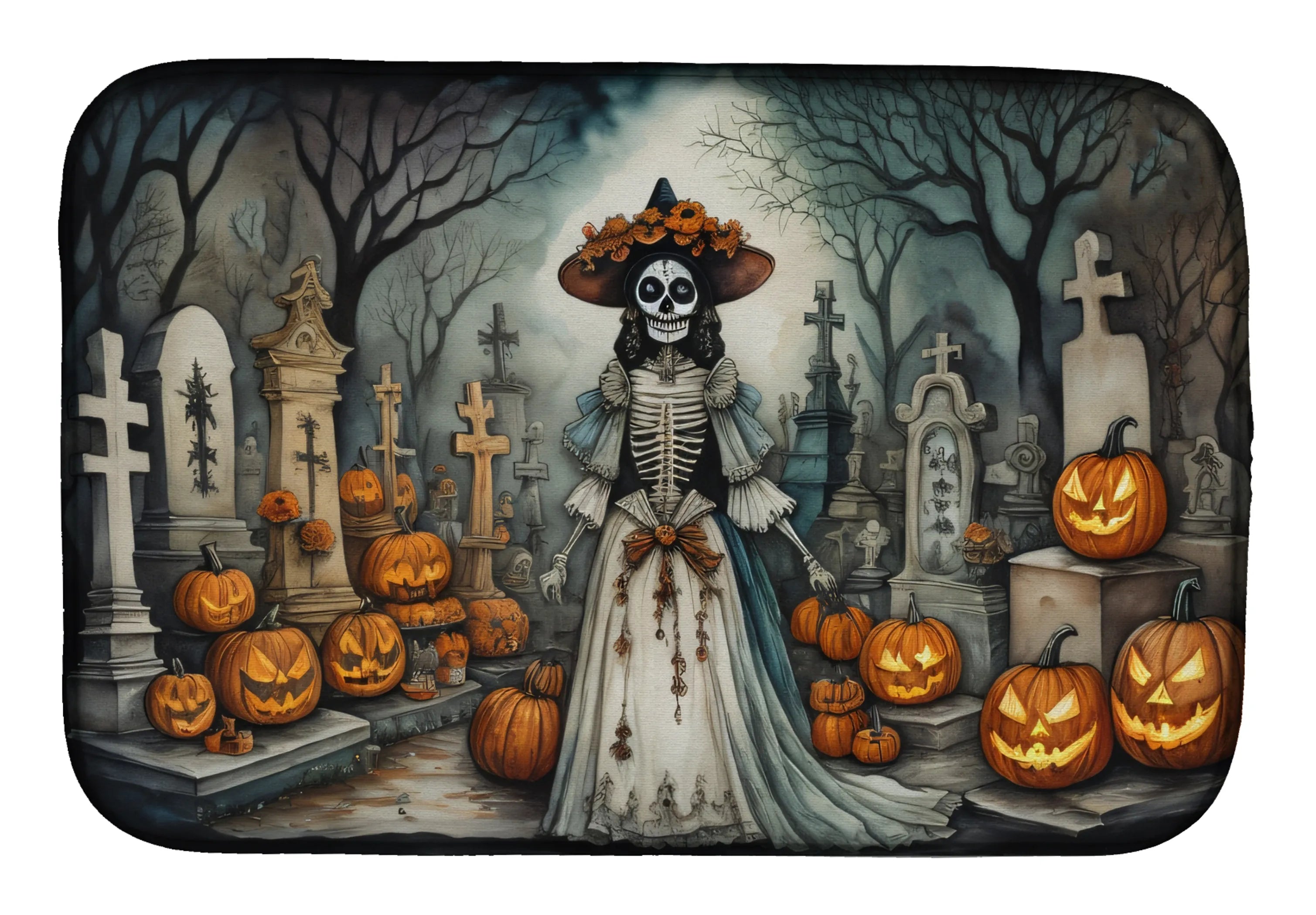 More Spooky Halloween Dish Drying Mat - Size: 14  X 21" | Pack Of: 1 | Collection name: More spooky halloween