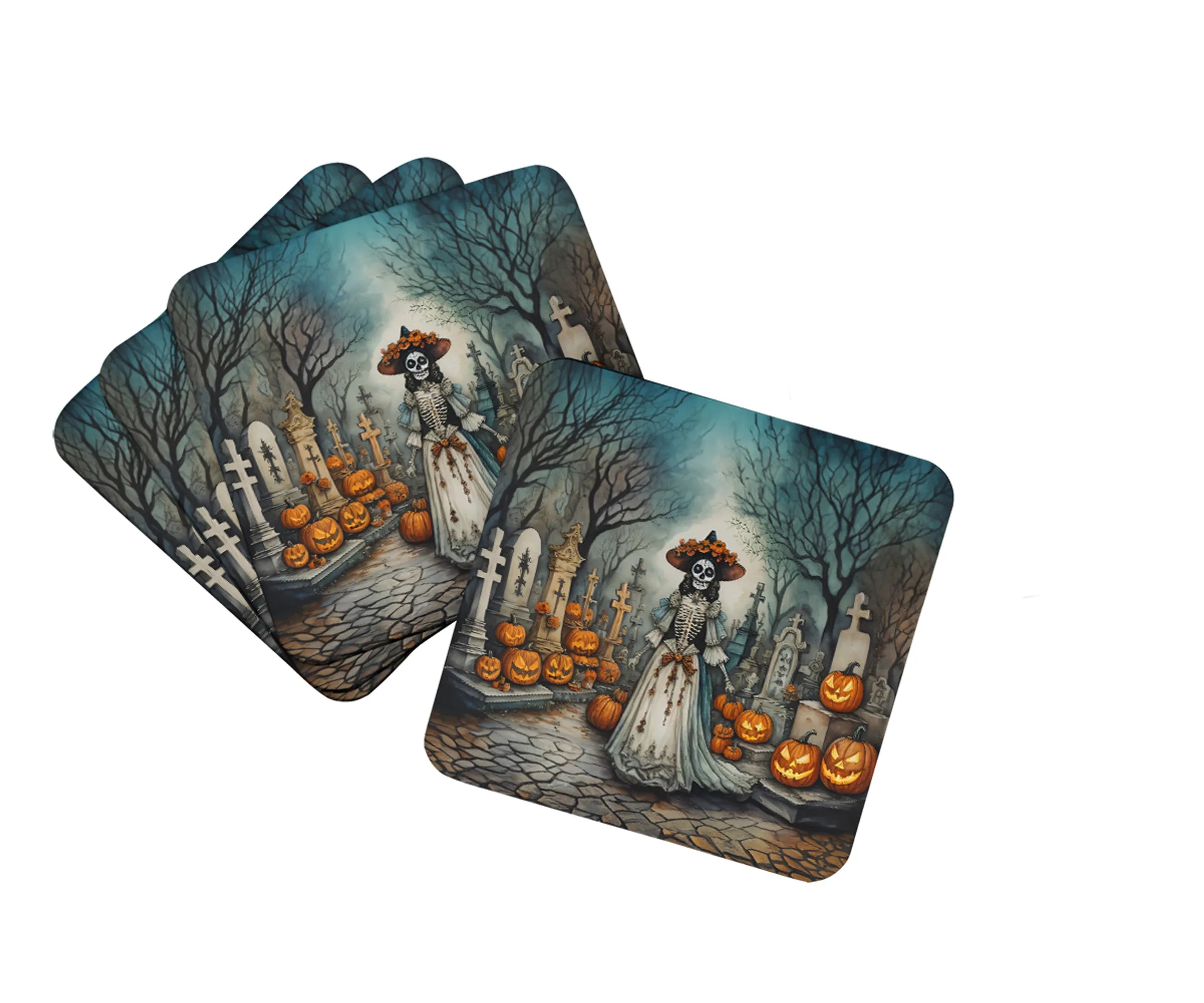 More Spooky Halloween Foam Coasters - Size: 3.5 | Pack Of: 1 | Collection name: More spooky halloween