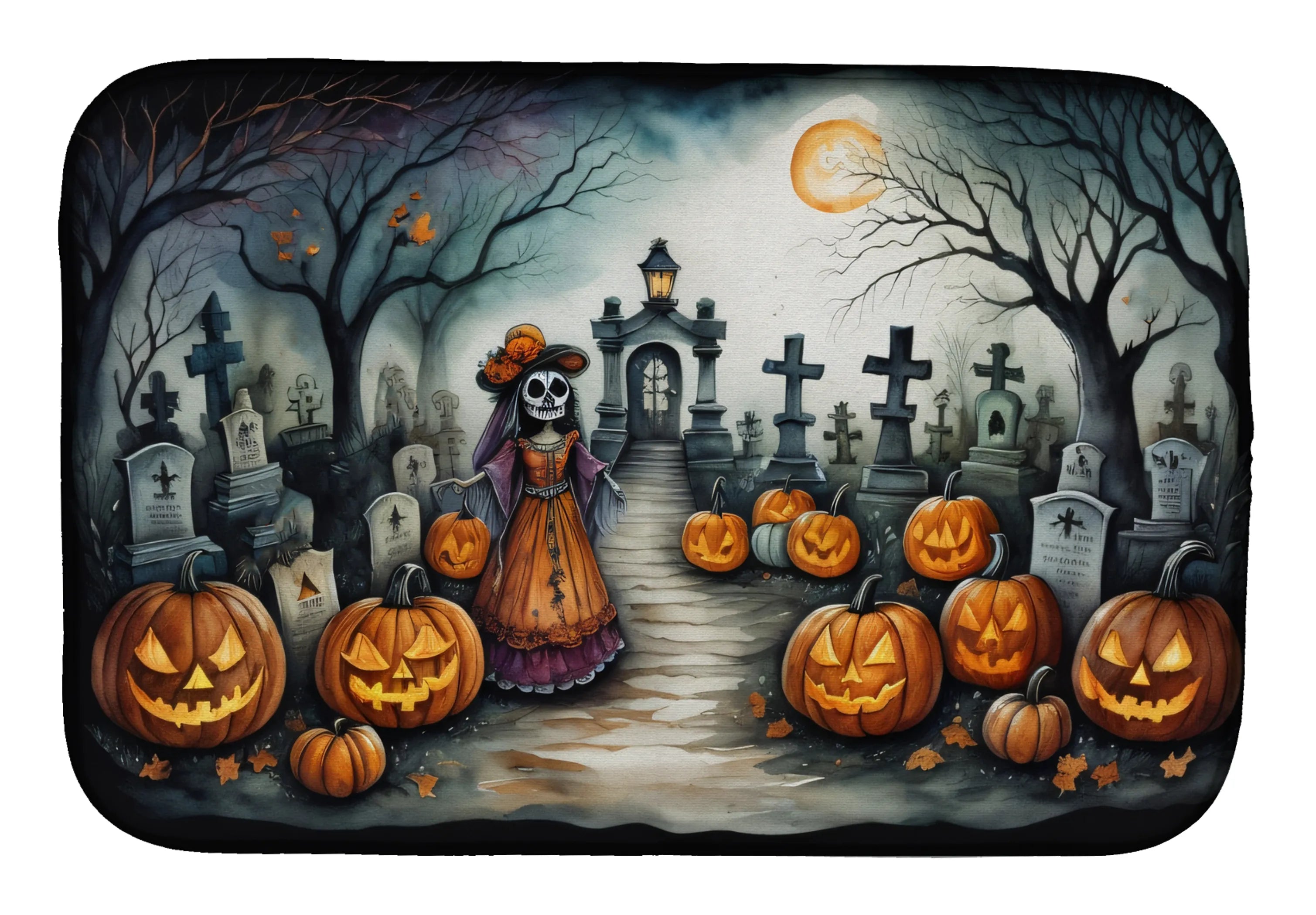 More Spooky Halloween Dish Drying Mat - Size: 14  X 21" | Pack Of: 1 | Collection name: More spooky halloween