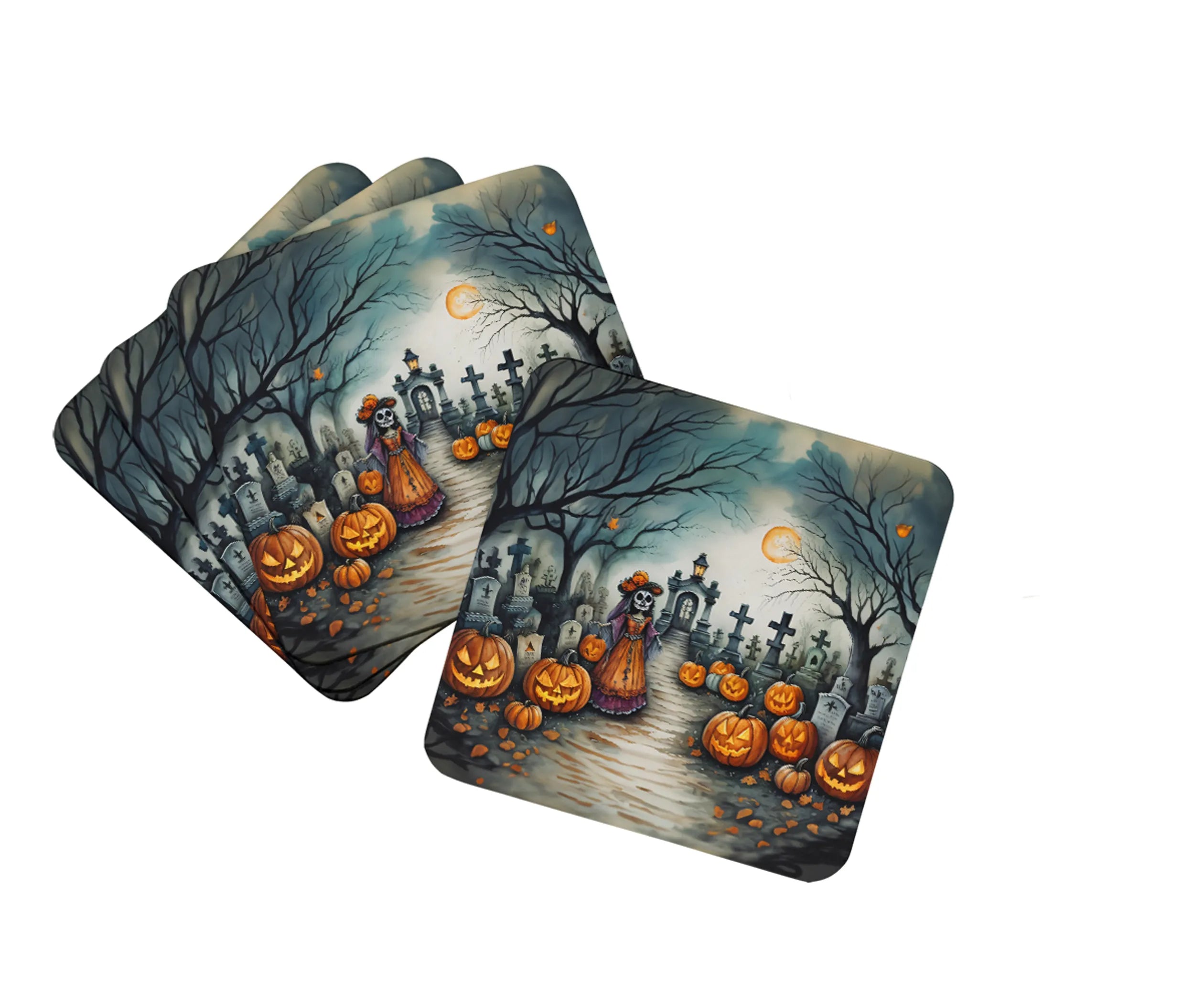 More Spooky Halloween Foam Coasters - Size: 3.5 | Pack Of: 1 | Collection name: More spooky halloween