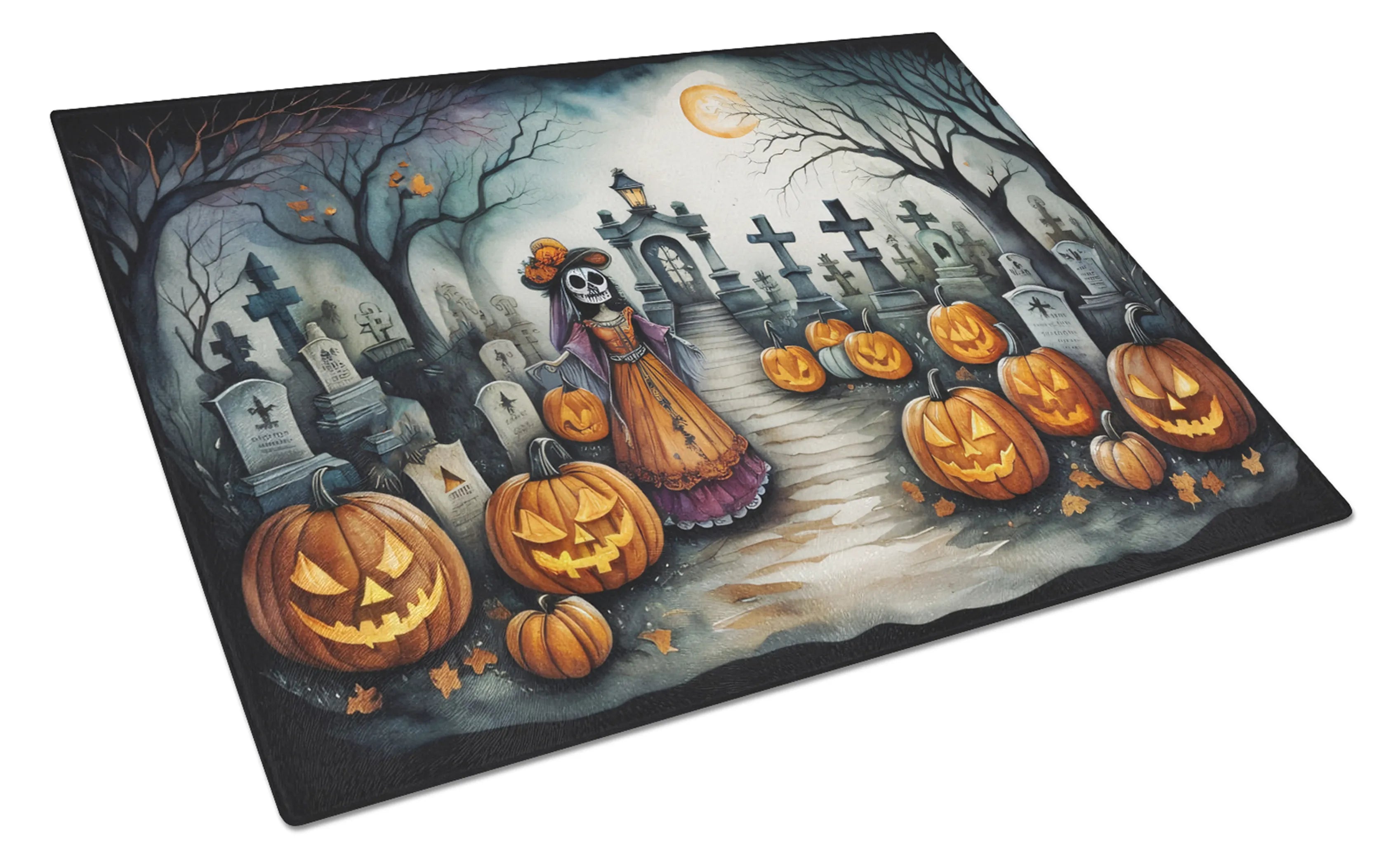 More Spooky Halloween Glass Cutting Board - Size: LARGE | Pack Of: 1 | Collection name: More spooky halloween