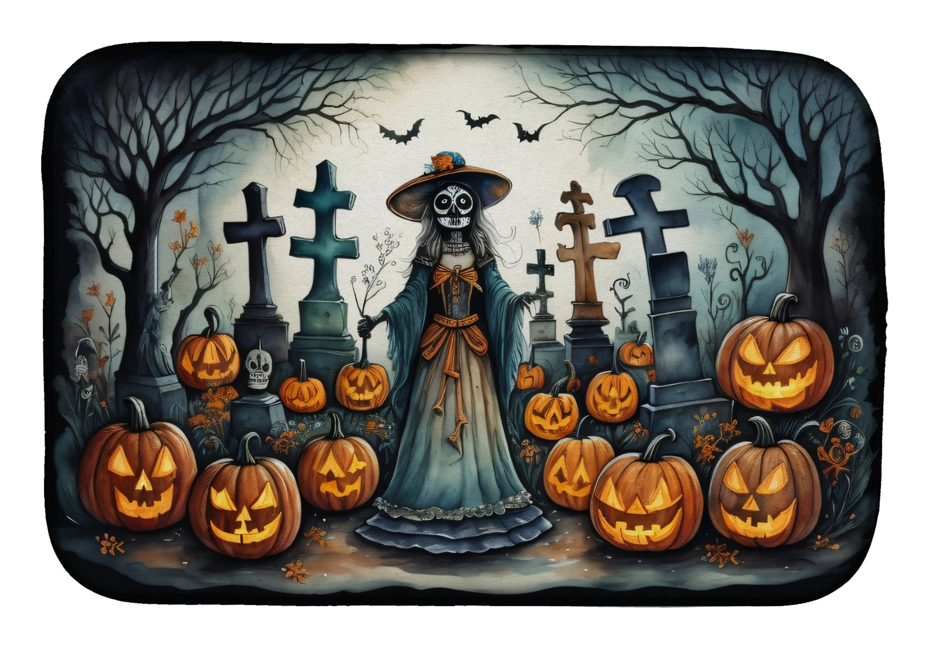 More Spooky Halloween Dish Drying Mat - Size: 14  X 21" | Pack Of: 1 | Collection name: More spooky halloween