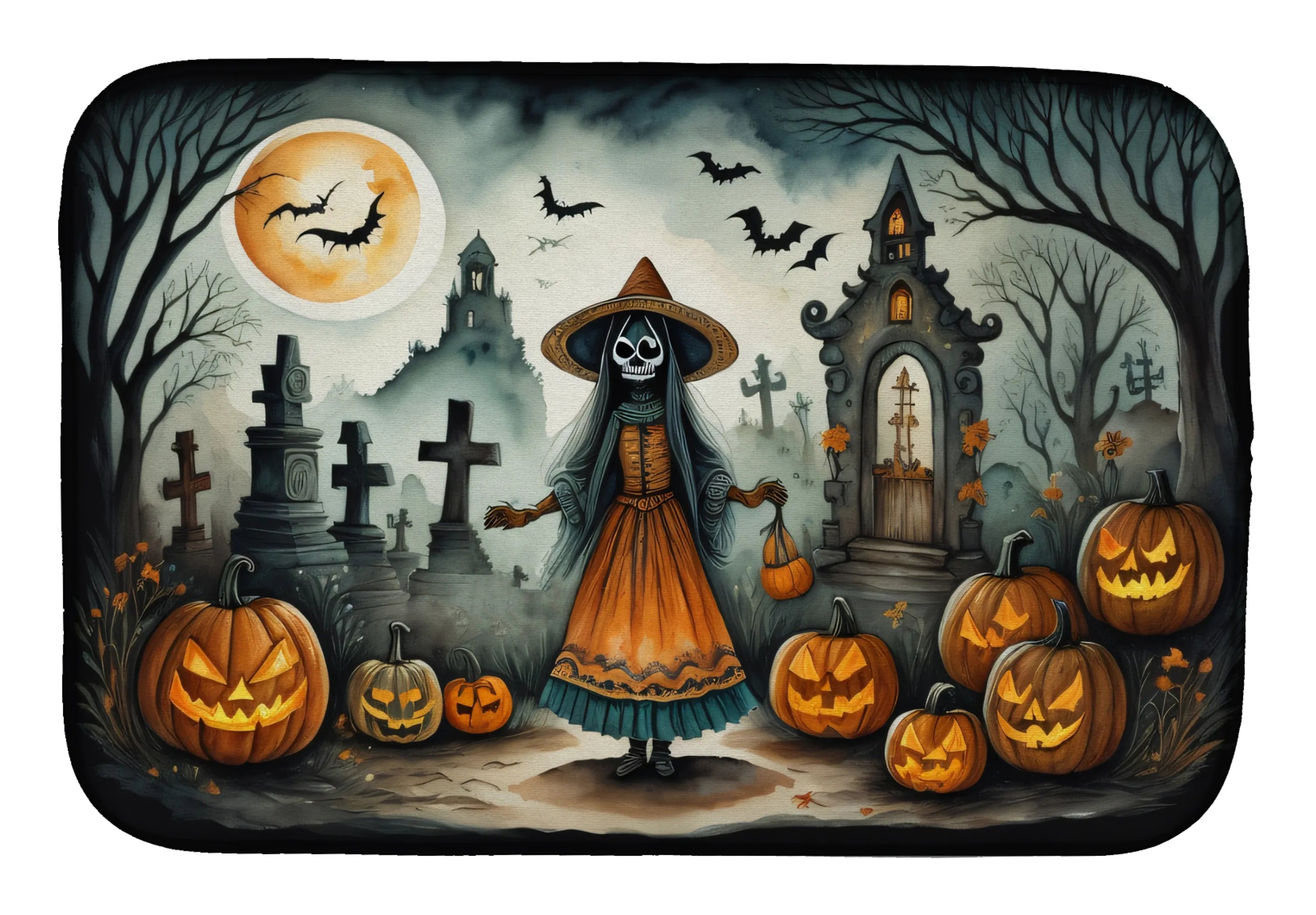 More Spooky Halloween Dish Drying Mat - Size: 14  X 21" | Pack Of: 1 | Collection name: More spooky halloween