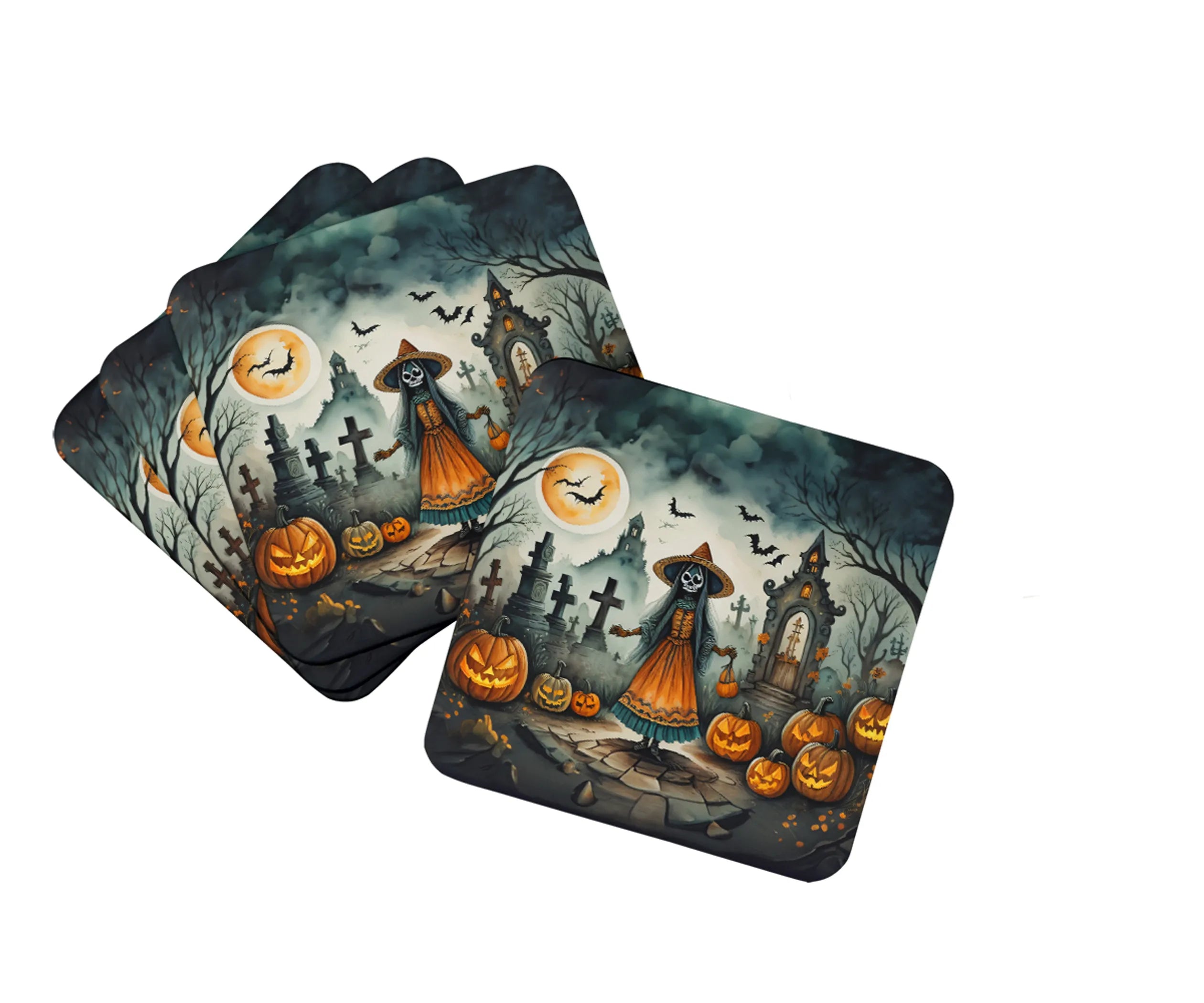 More Spooky Halloween Foam Coasters - Size: 3.5 | Pack Of: 1 | Collection name: More spooky halloween