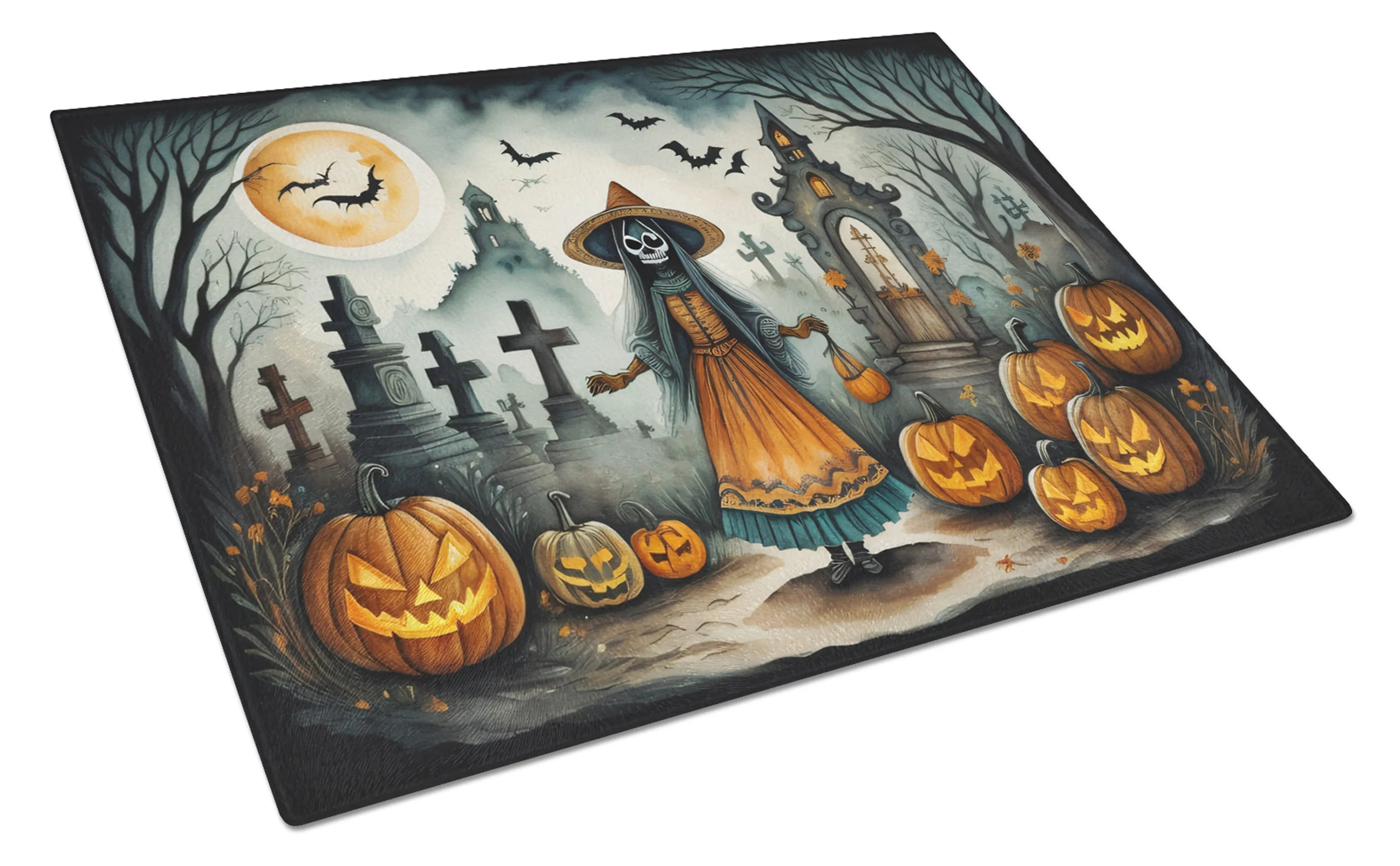 More Spooky Halloween Glass Cutting Board - Size: LARGE | Pack Of: 1 | Collection name: More spooky halloween