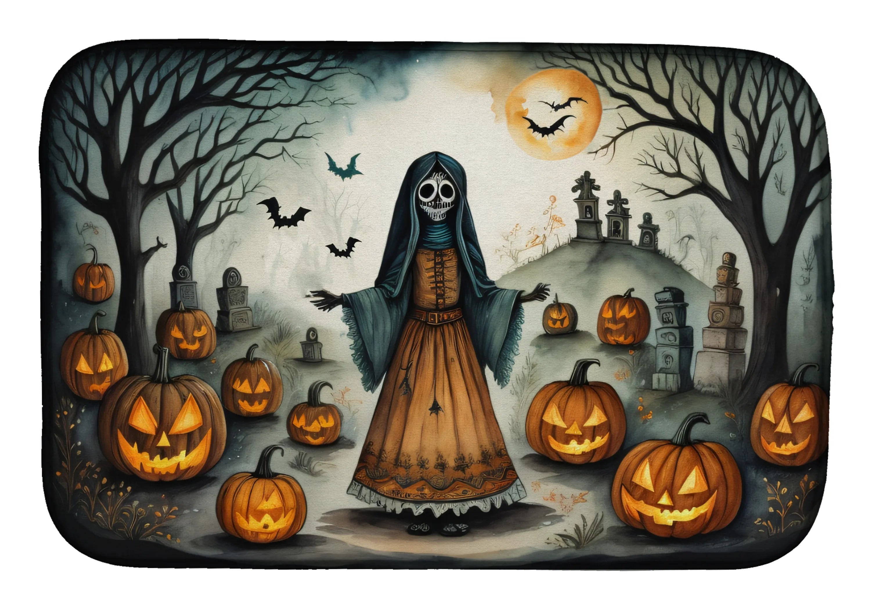 More Spooky Halloween Dish Drying Mat - Size: 14  X 21" | Pack Of: 1 | Collection name: More spooky halloween