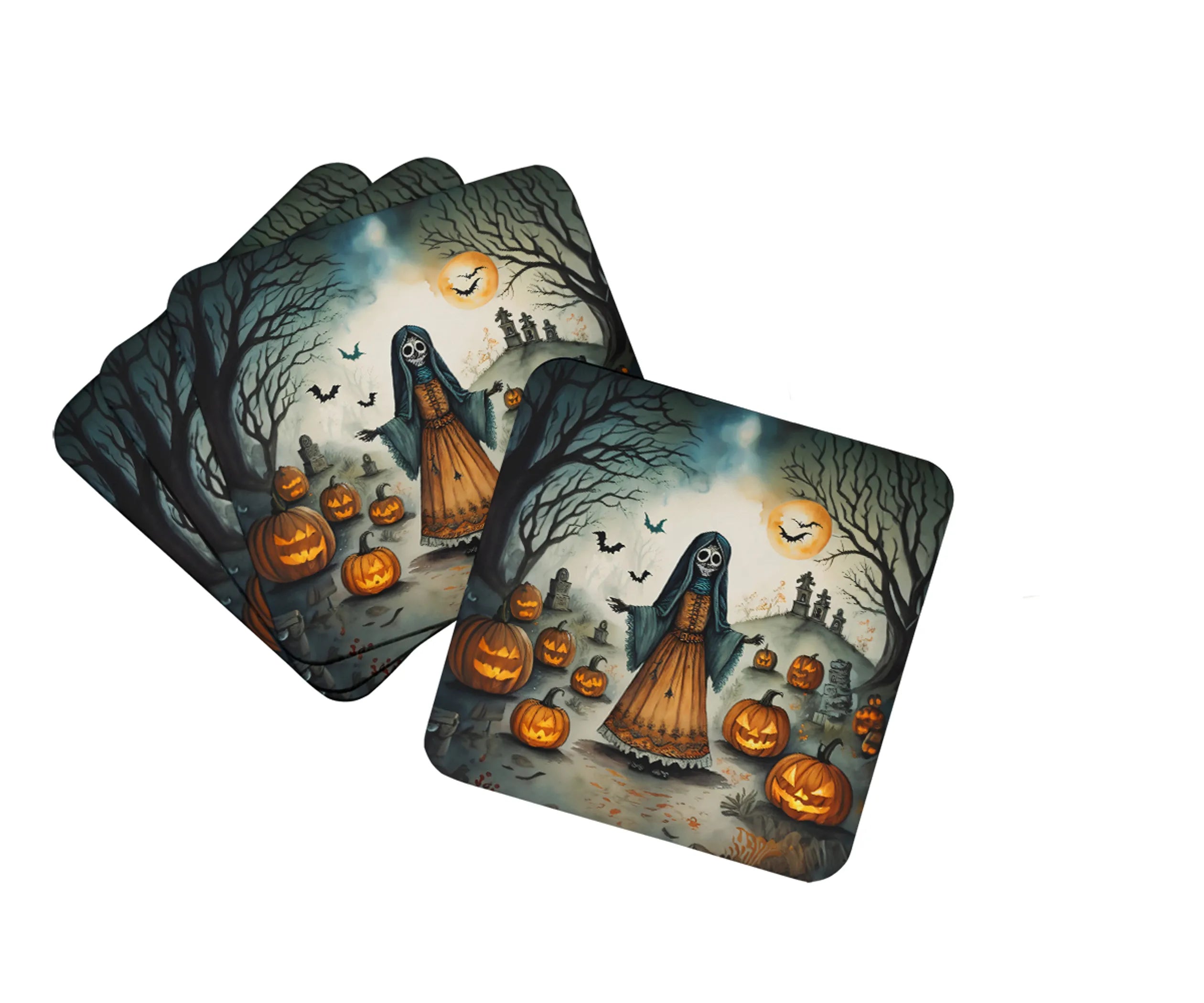 More Spooky Halloween Foam Coasters - Size: 3.5 | Pack Of: 1 | Collection name: More spooky halloween