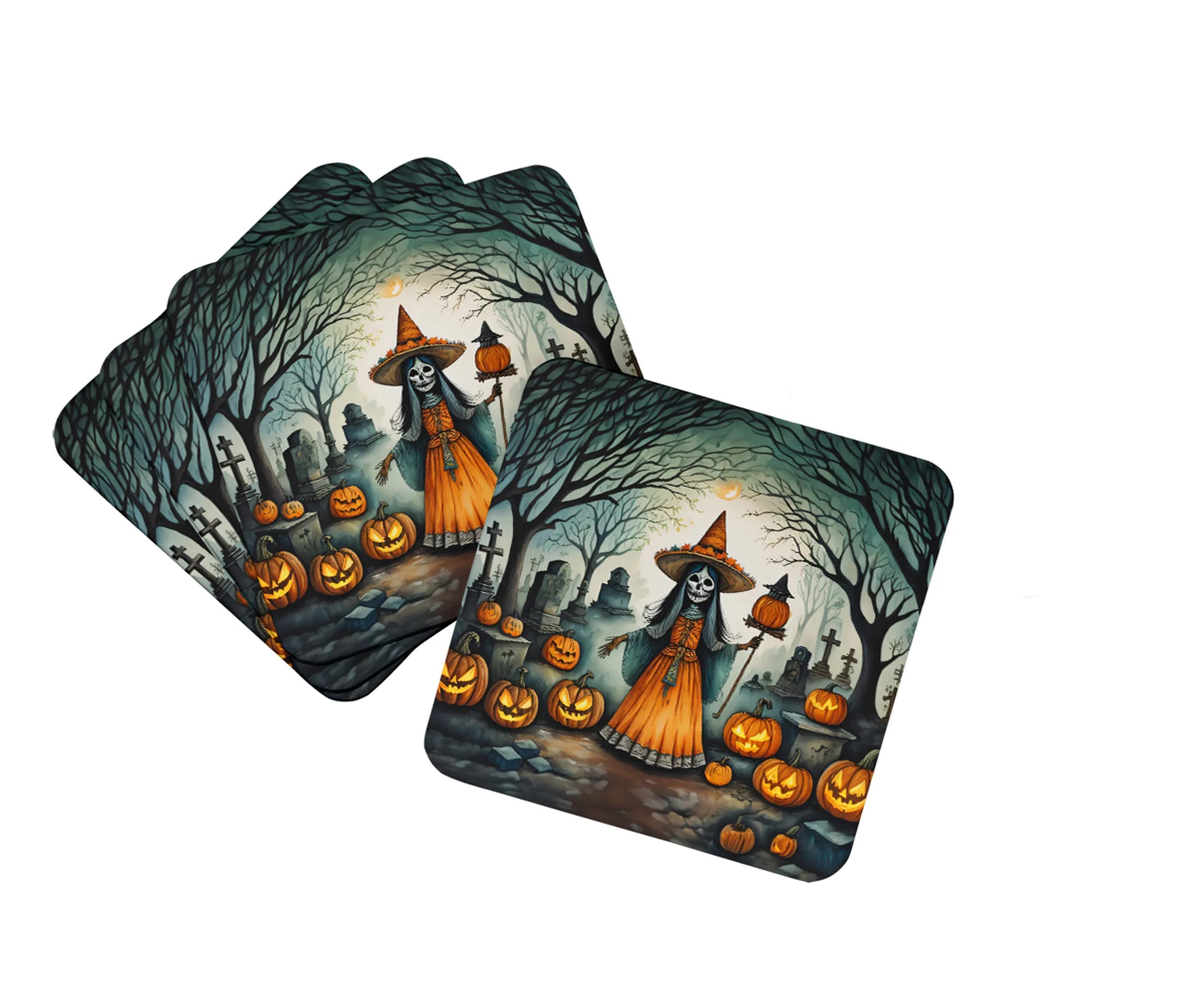 More Spooky Halloween Foam Coasters - Size: 3.5 | Pack Of: 1 | Collection name: More spooky halloween