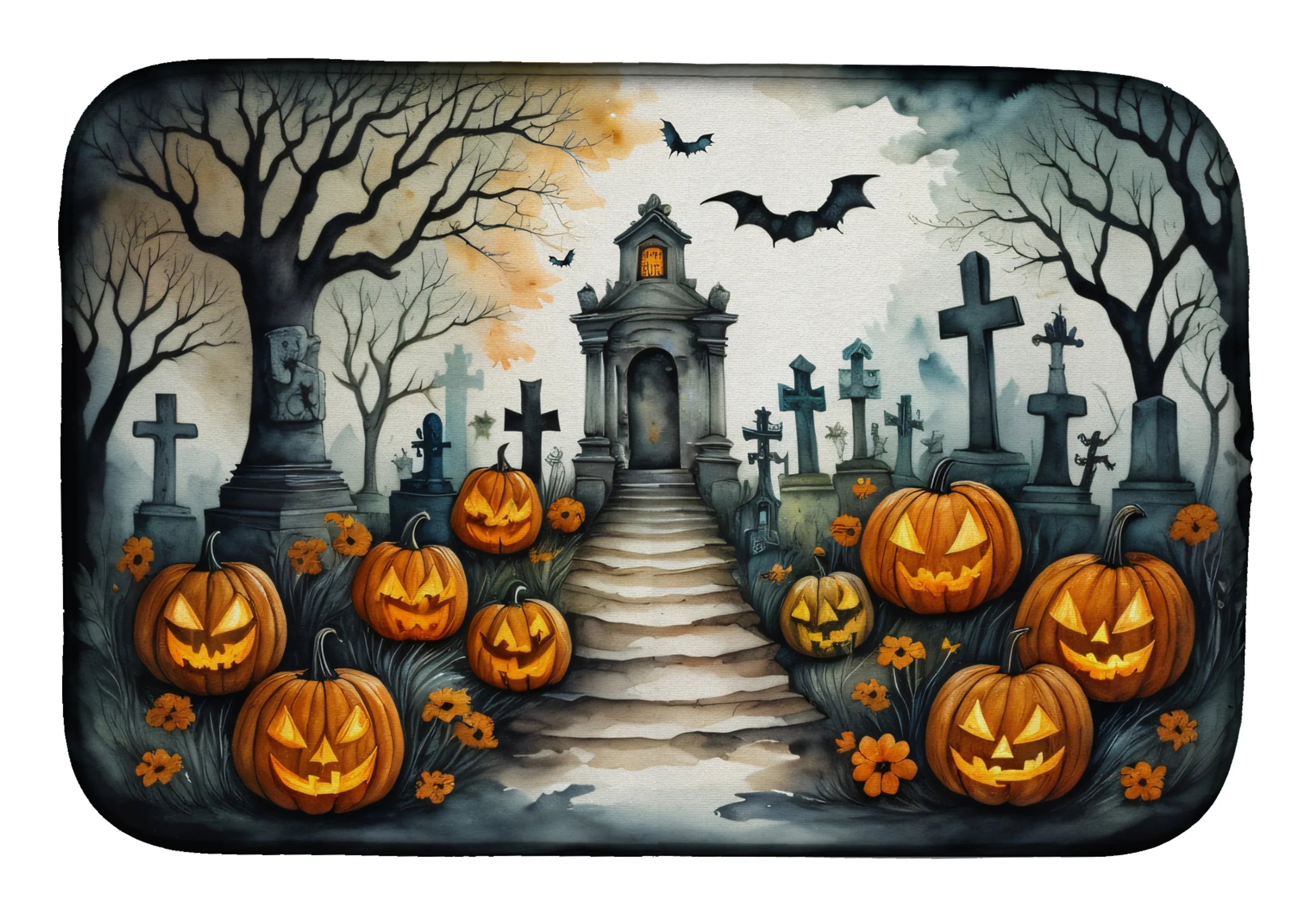 More Spooky Halloween Dish Drying Mat - Size: 14  X 21" | Pack Of: 1 | Collection name: More spooky halloween