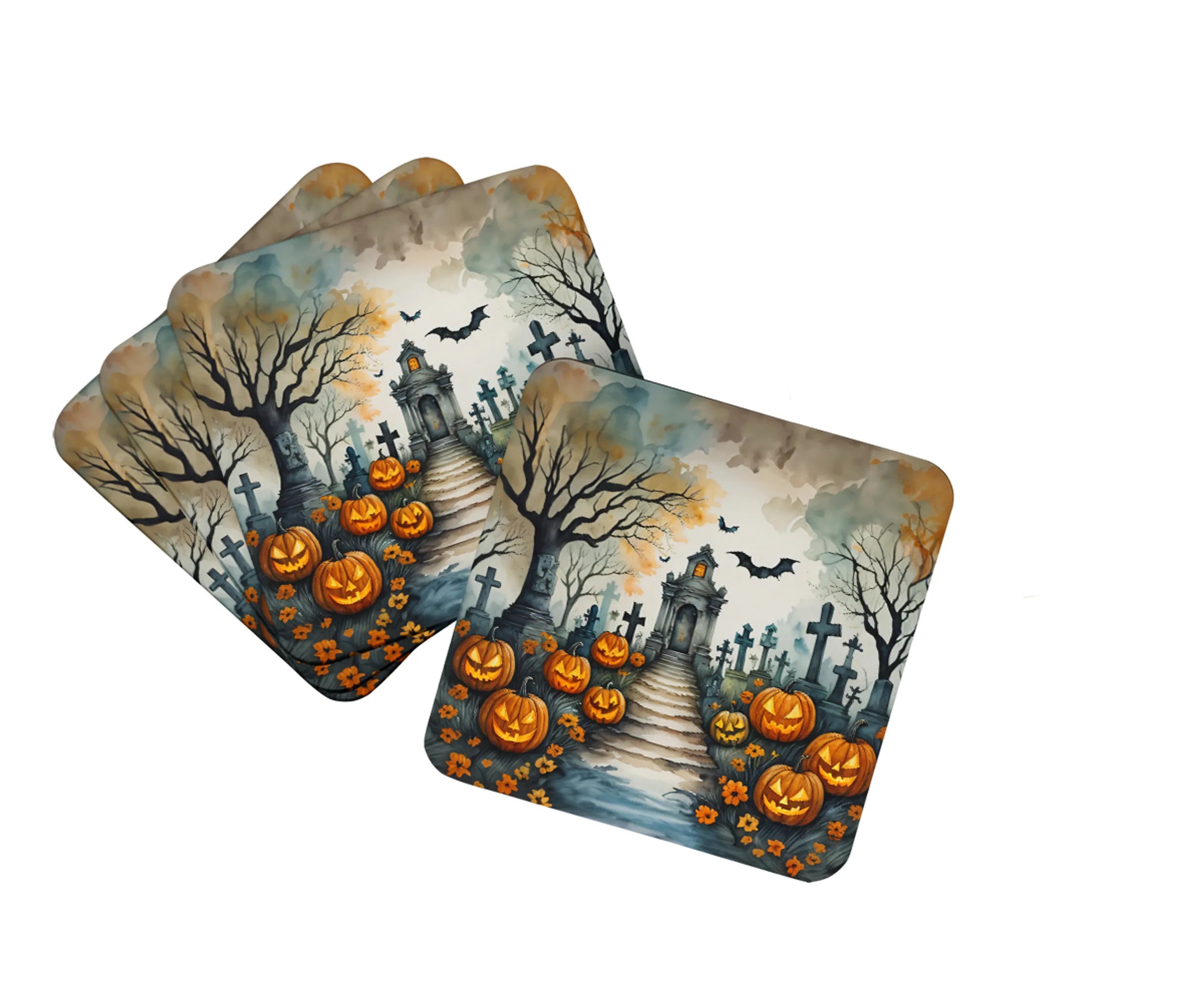 More Spooky Halloween Foam Coasters - Size: 3.5 | Pack Of: 1 | Collection name: More spooky halloween