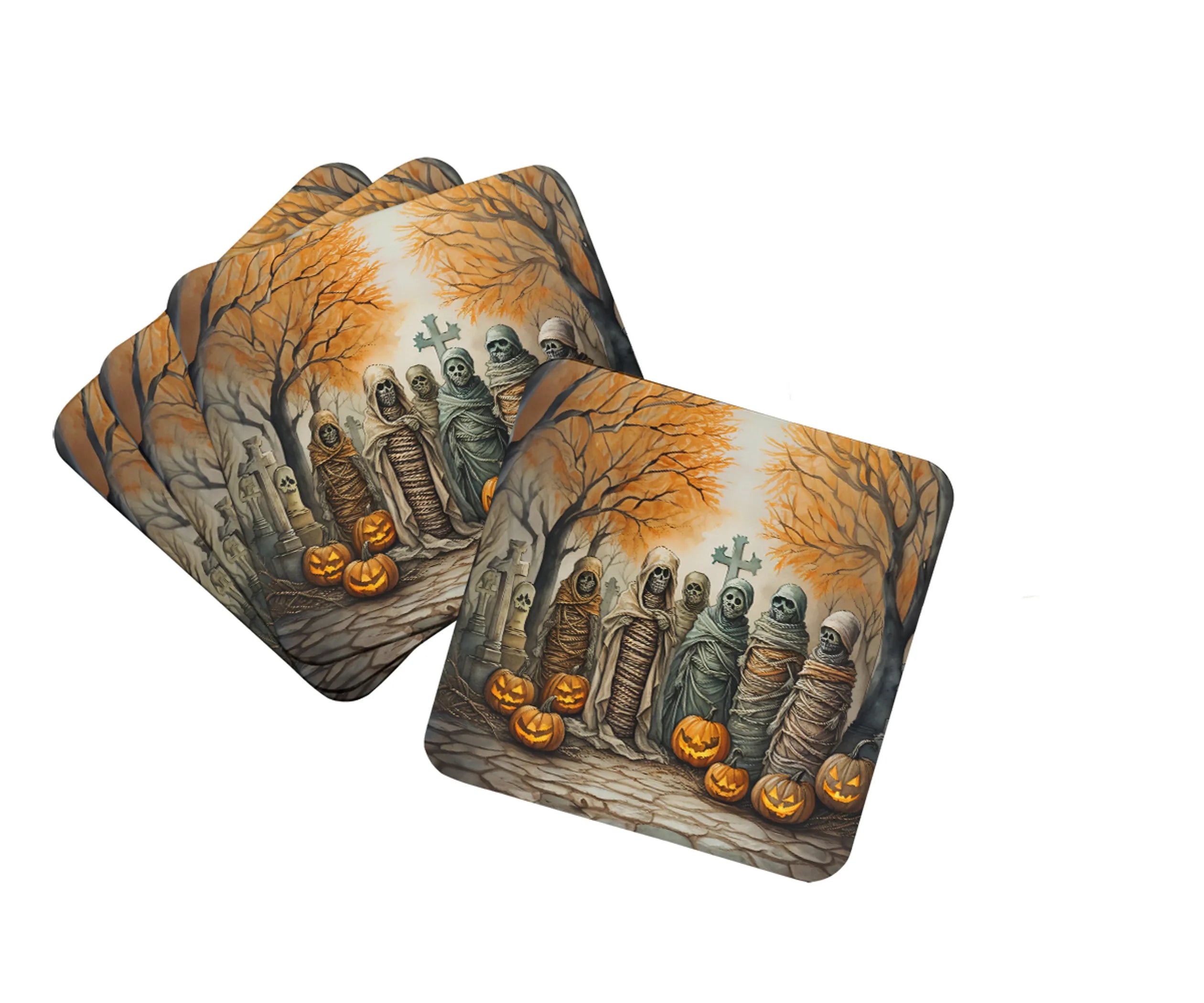 More Spooky Halloween Foam Coasters - Size: 3.5 | Pack Of: 1 | Collection name: More spooky halloween