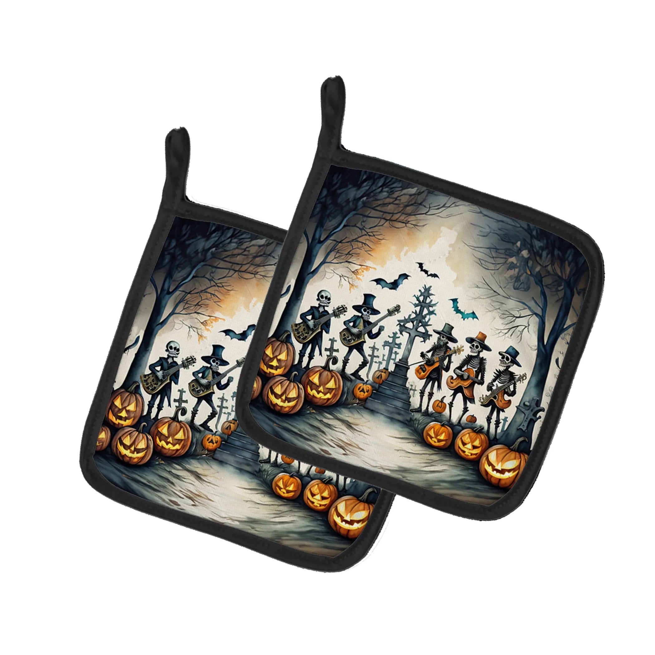 More Spooky Halloween Pair of Pot Holders - Size: 7.5HX7.5W | Pack Of: 1 | Collection name: More spooky halloween