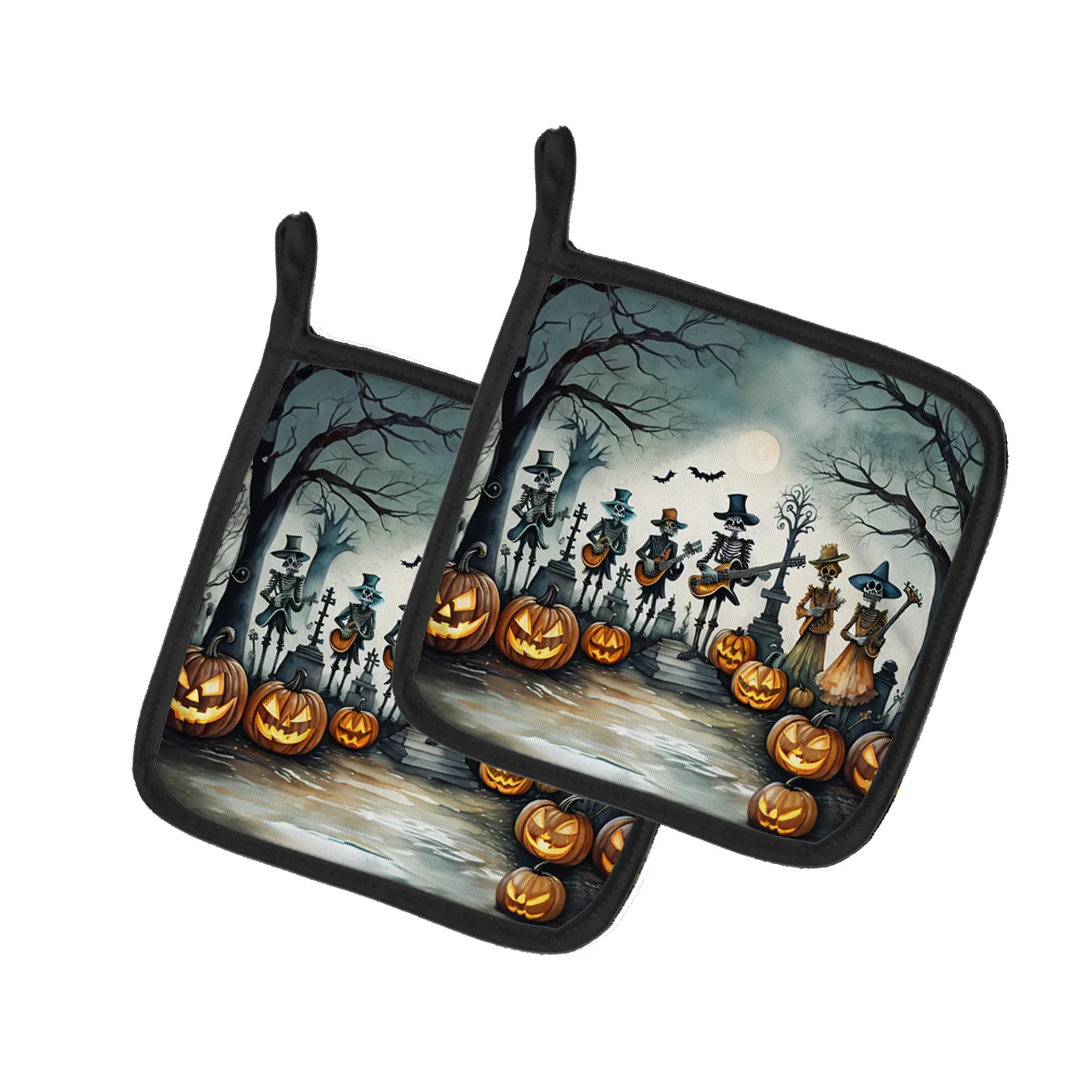 More Spooky Halloween Pair of Pot Holders - Size: 7.5HX7.5W | Pack Of: 1 | Collection name: More spooky halloween