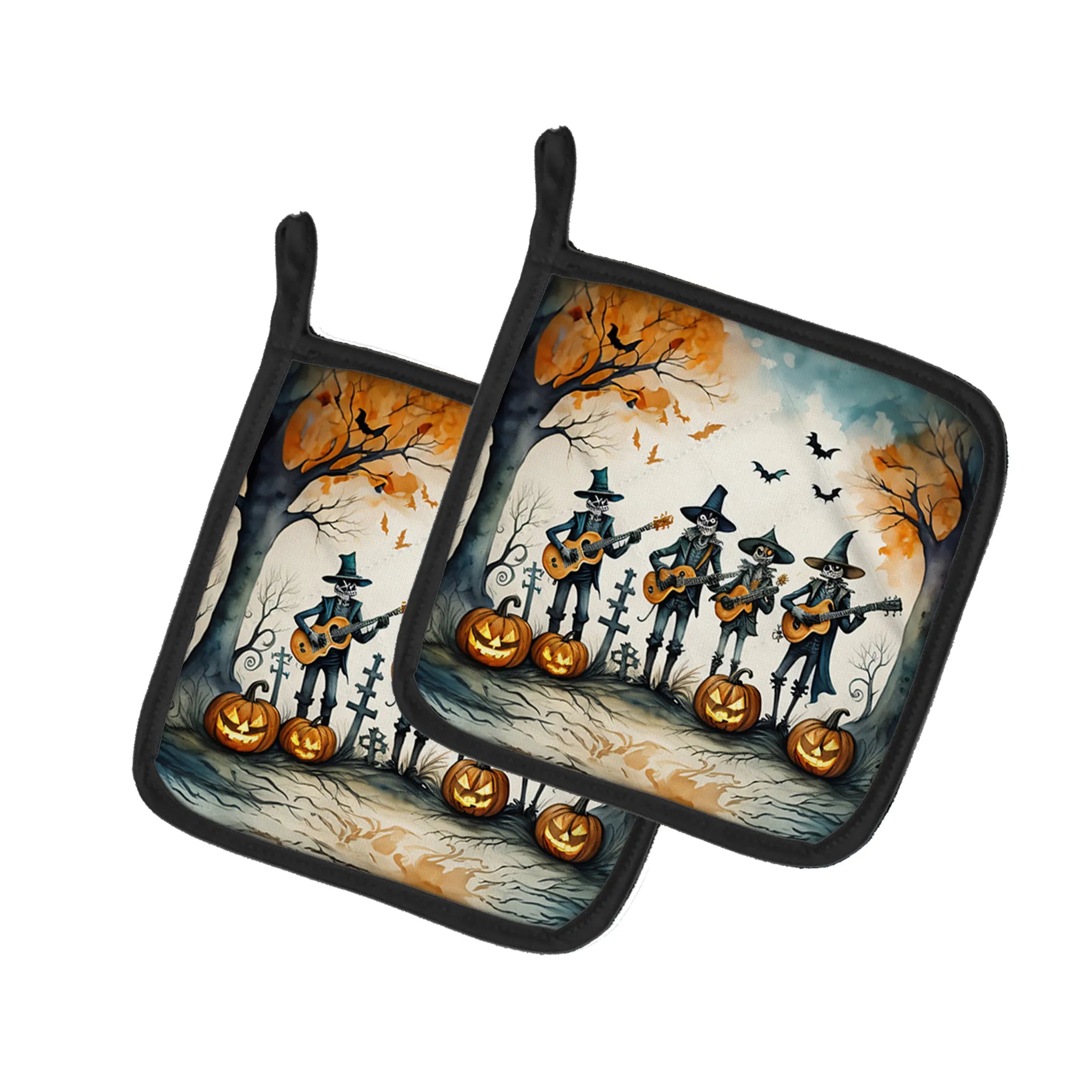 More Spooky Halloween Pair of Pot Holders - Size: 7.5HX7.5W | Pack Of: 1 | Collection name: More spooky halloween
