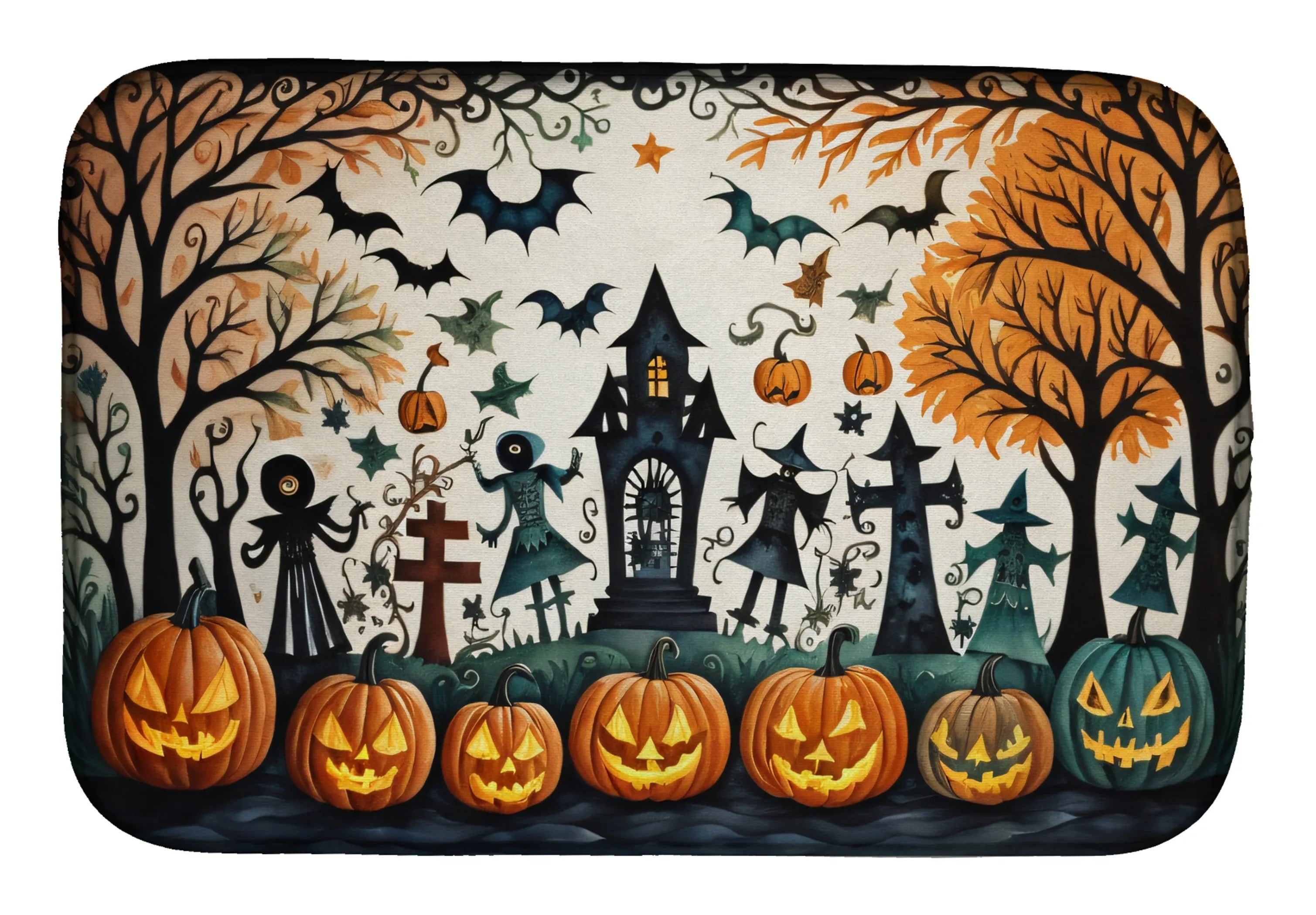 More Spooky Halloween Dish Drying Mat - Size: 14  X 21" | Pack Of: 1 | Collection name: More spooky halloween