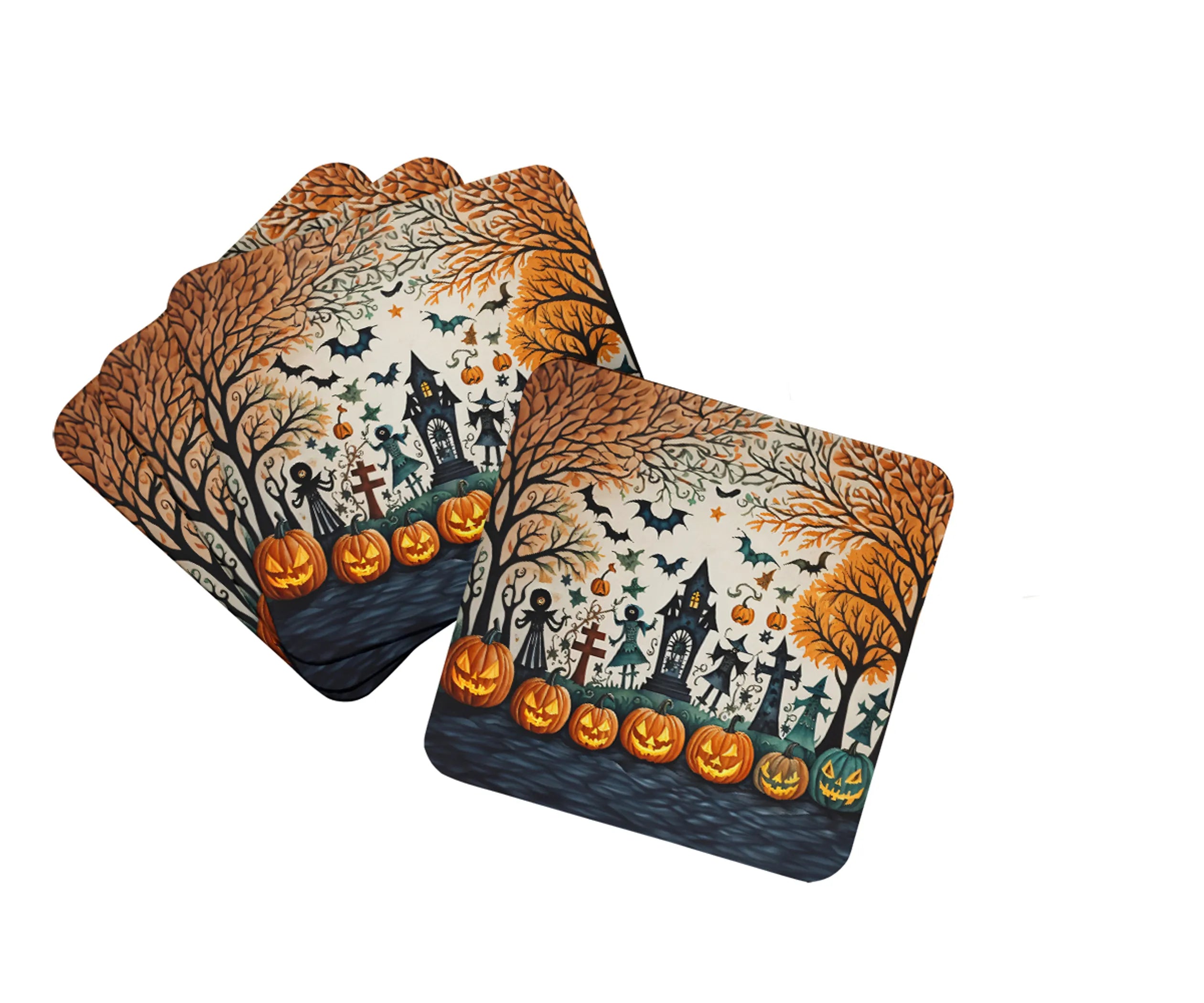 More Spooky Halloween Foam Coasters - Size: 3.5 | Pack Of: 1 | Collection name: More spooky halloween