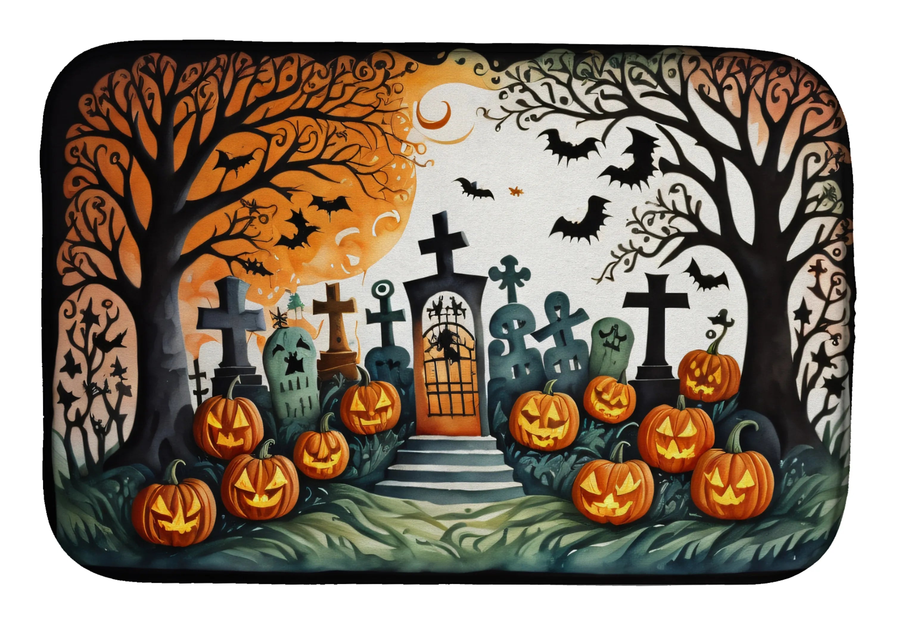 More Spooky Halloween Dish Drying Mat - Size: 14  X 21" | Pack Of: 1 | Collection name: More spooky halloween