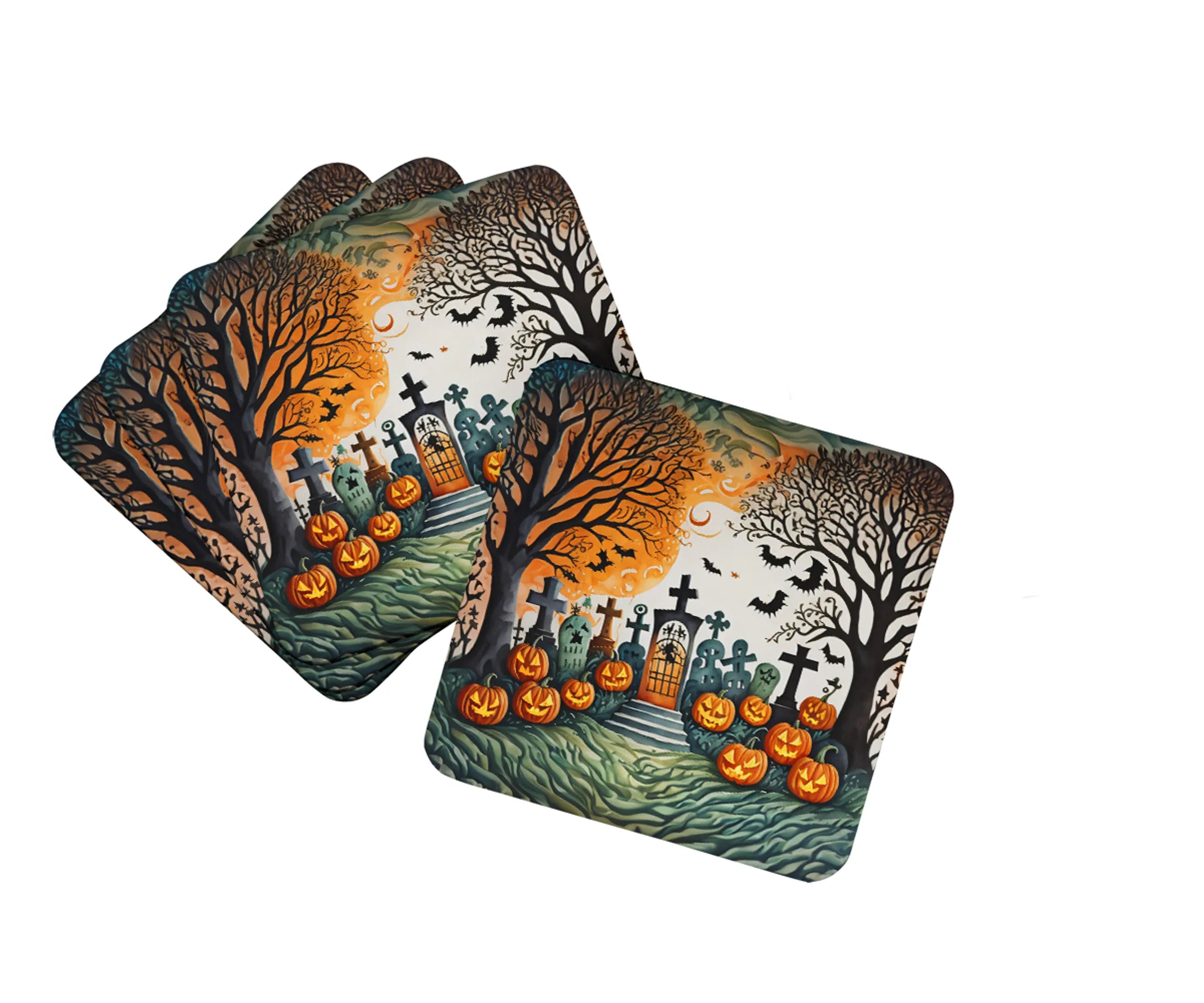 More Spooky Halloween Foam Coasters - Size: 3.5 | Pack Of: 1 | Collection name: More spooky halloween