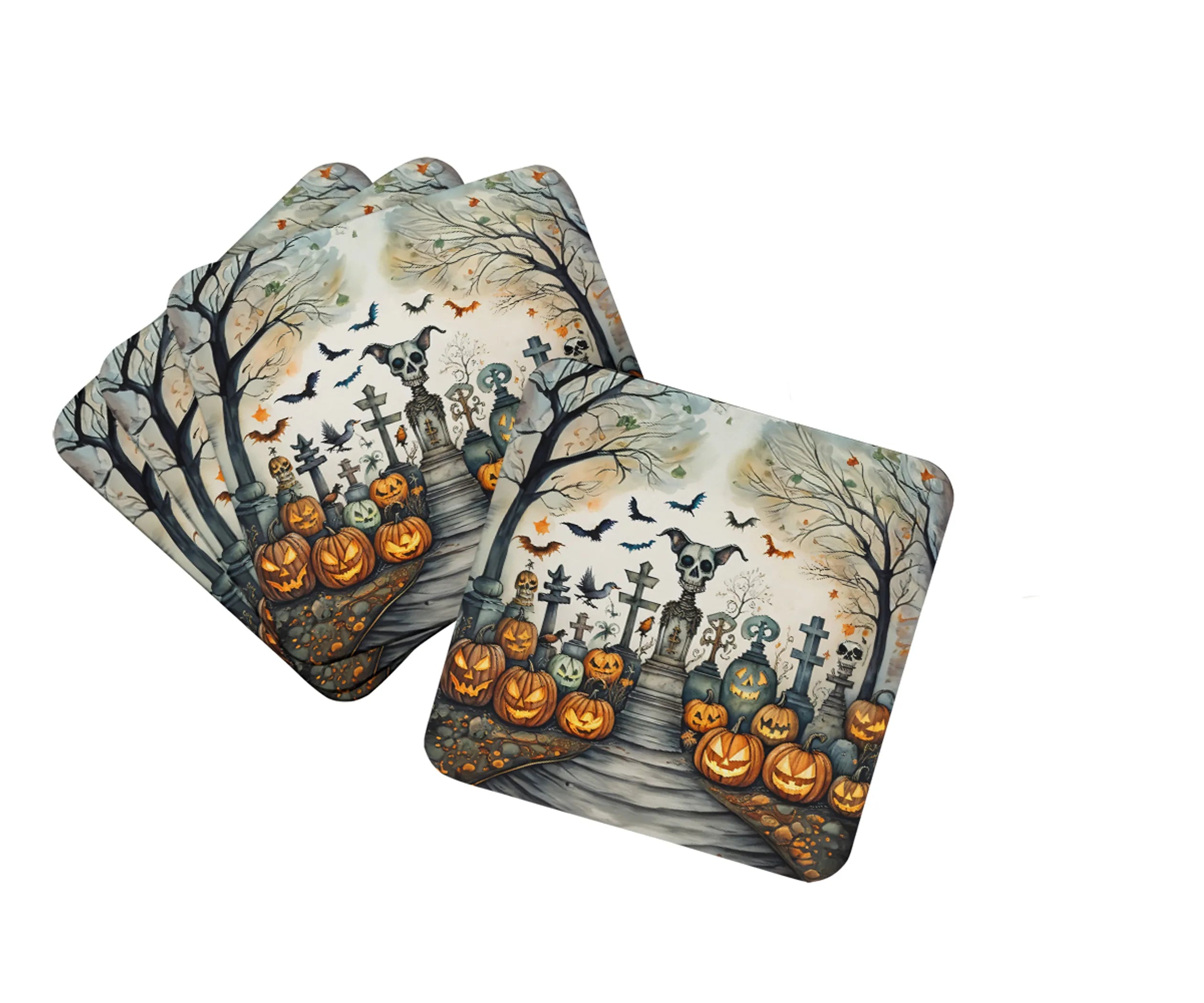 More Spooky Halloween Foam Coasters - Size: 3.5 | Pack Of: 1 | Collection name: More spooky halloween
