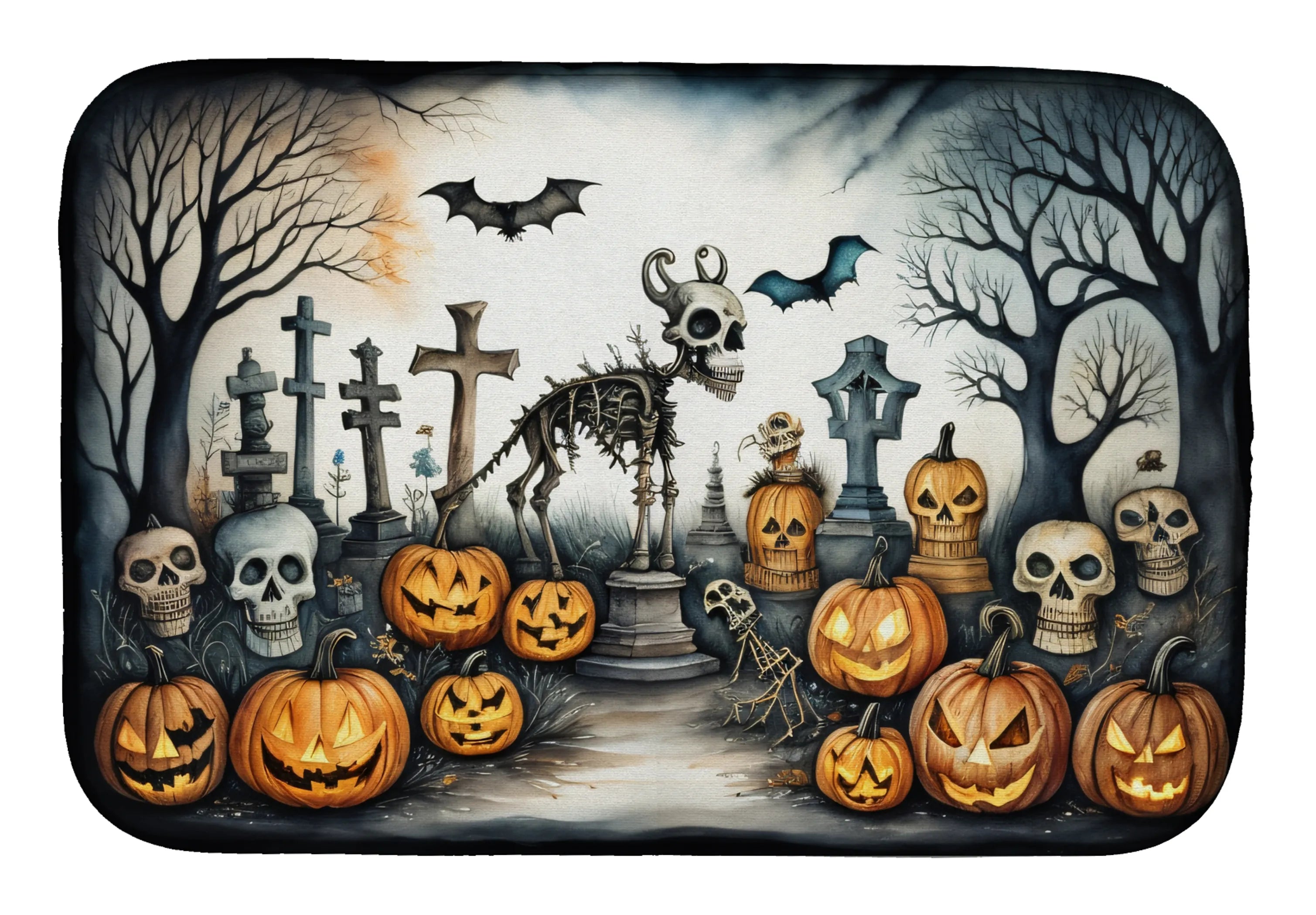 More Spooky Halloween Dish Drying Mat - Size: 14  X 21" | Pack Of: 1 | Collection name: More spooky halloween
