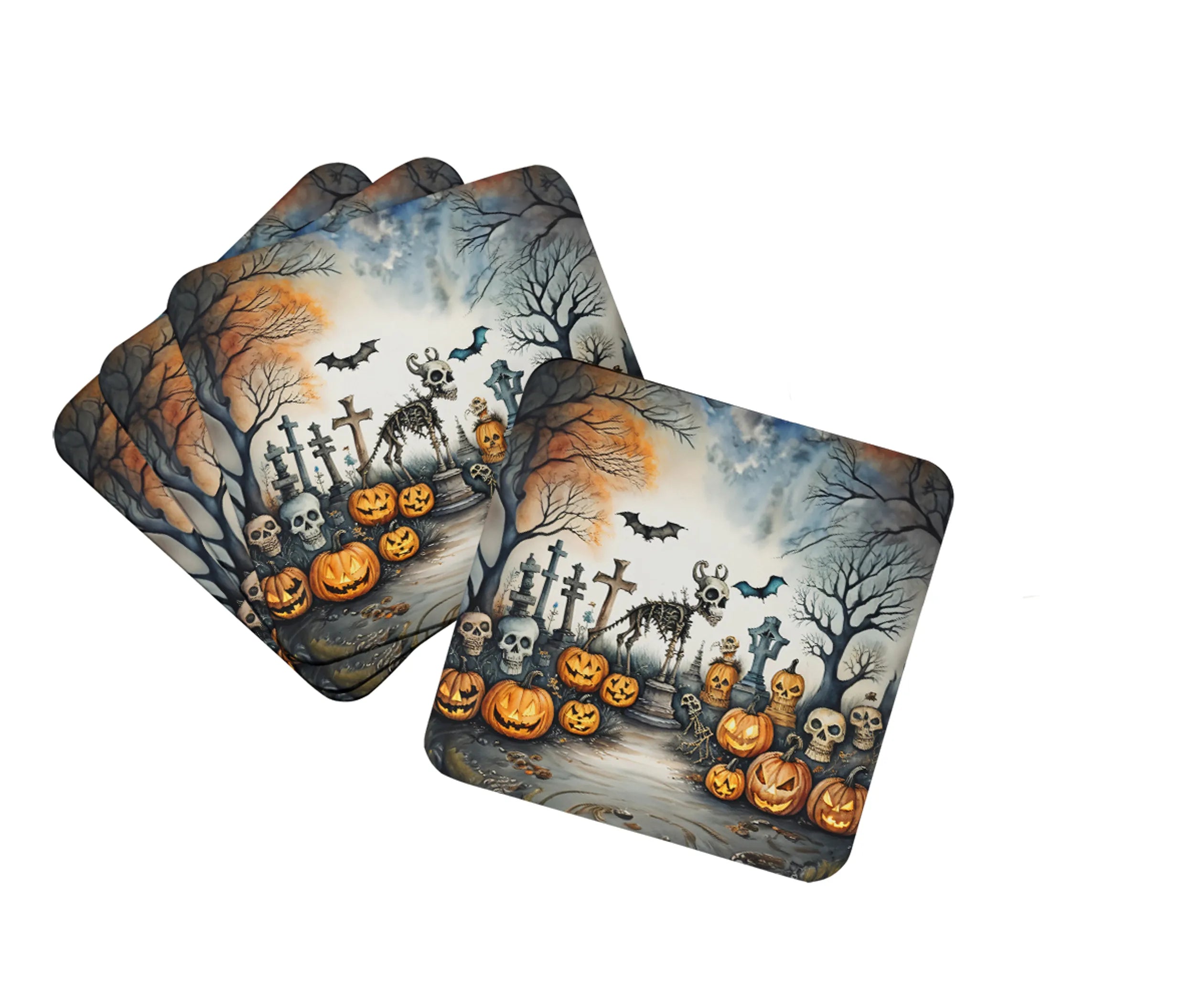 More Spooky Halloween Foam Coasters - Size: 3.5 | Pack Of: 1 | Collection name: More spooky halloween