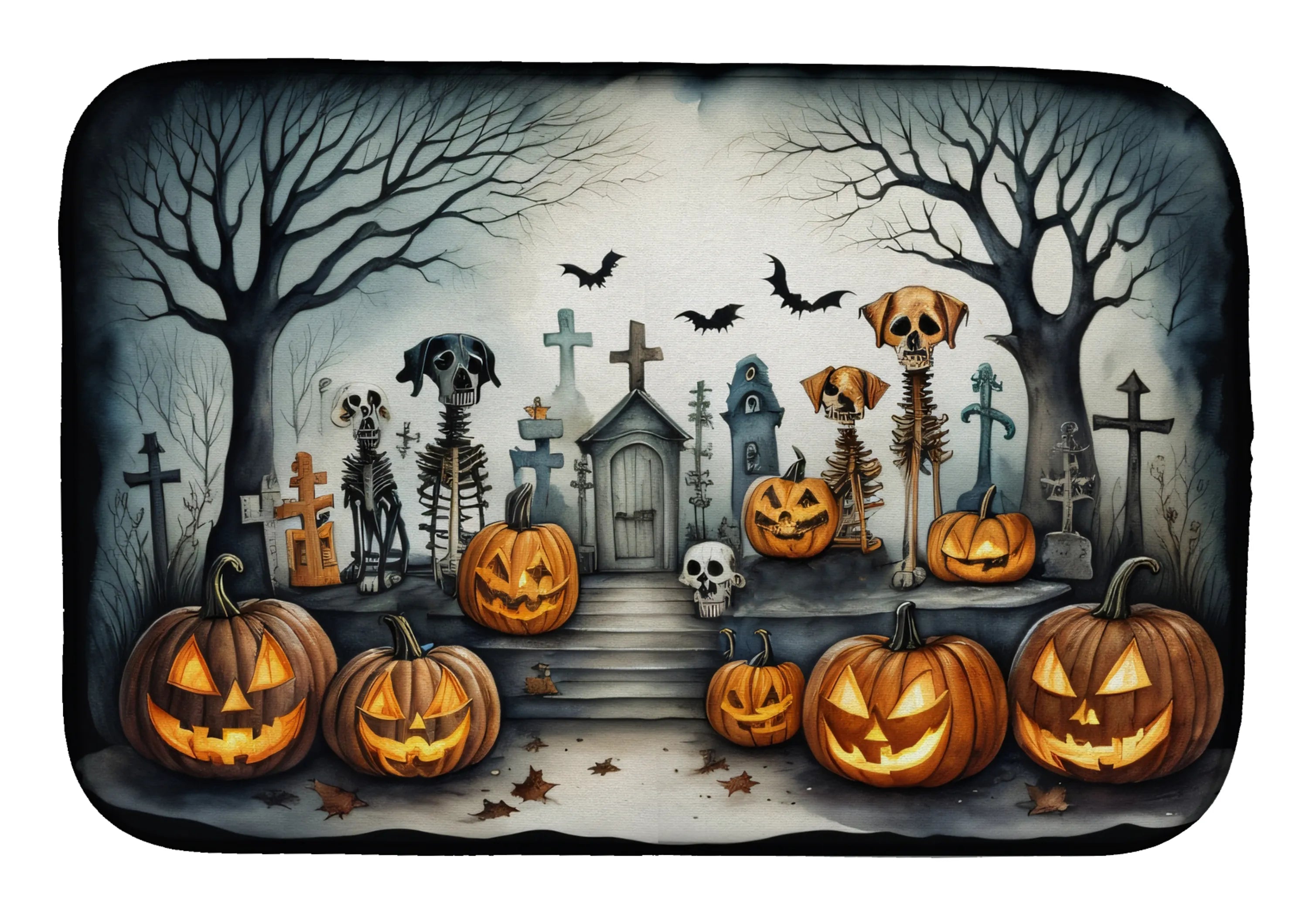 More Spooky Halloween Dish Drying Mat - Size: 14  X 21" | Pack Of: 1 | Collection name: More spooky halloween