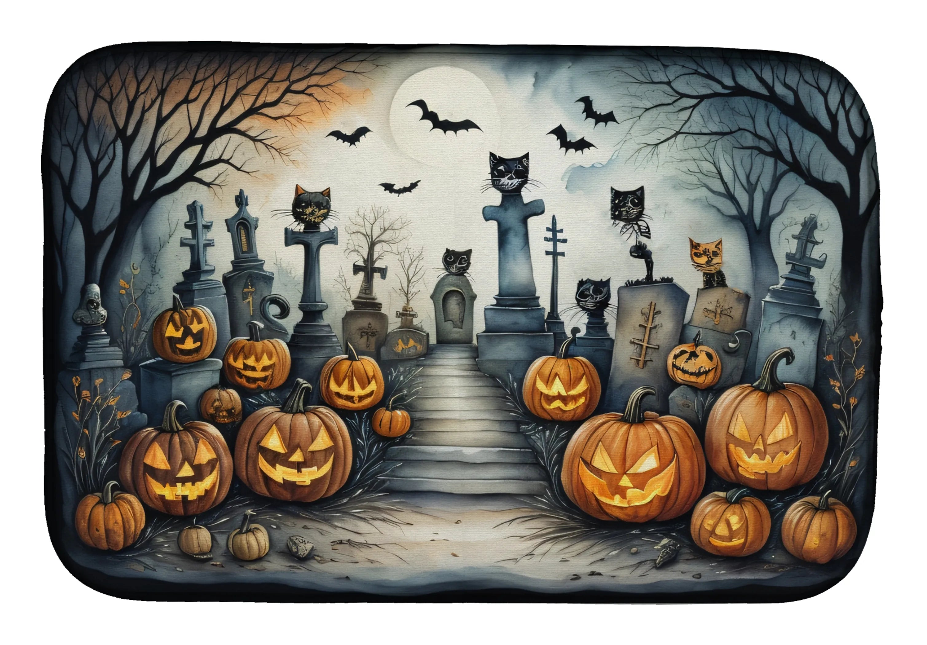 More Spooky Halloween Dish Drying Mat - Size: 14  X 21" | Pack Of: 1 | Collection name: More spooky halloween