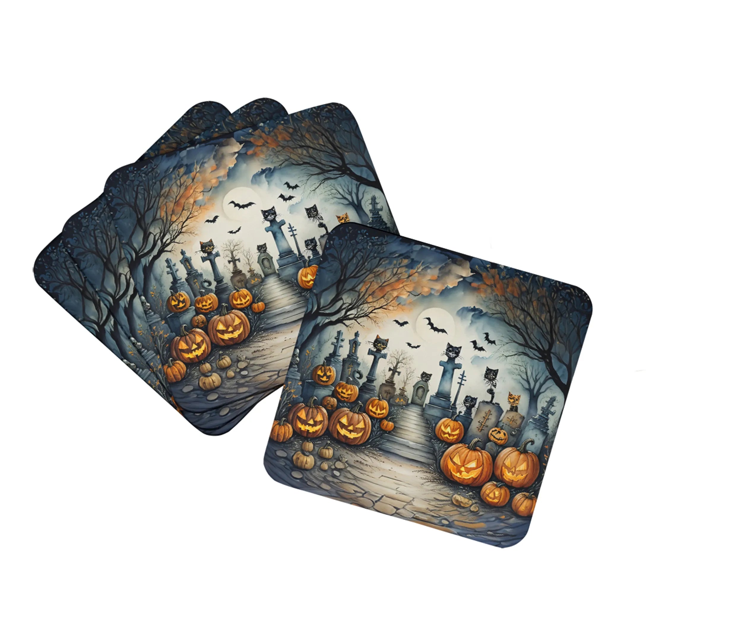 More Spooky Halloween Foam Coasters - Size: 3.5 | Pack Of: 1 | Collection name: More spooky halloween