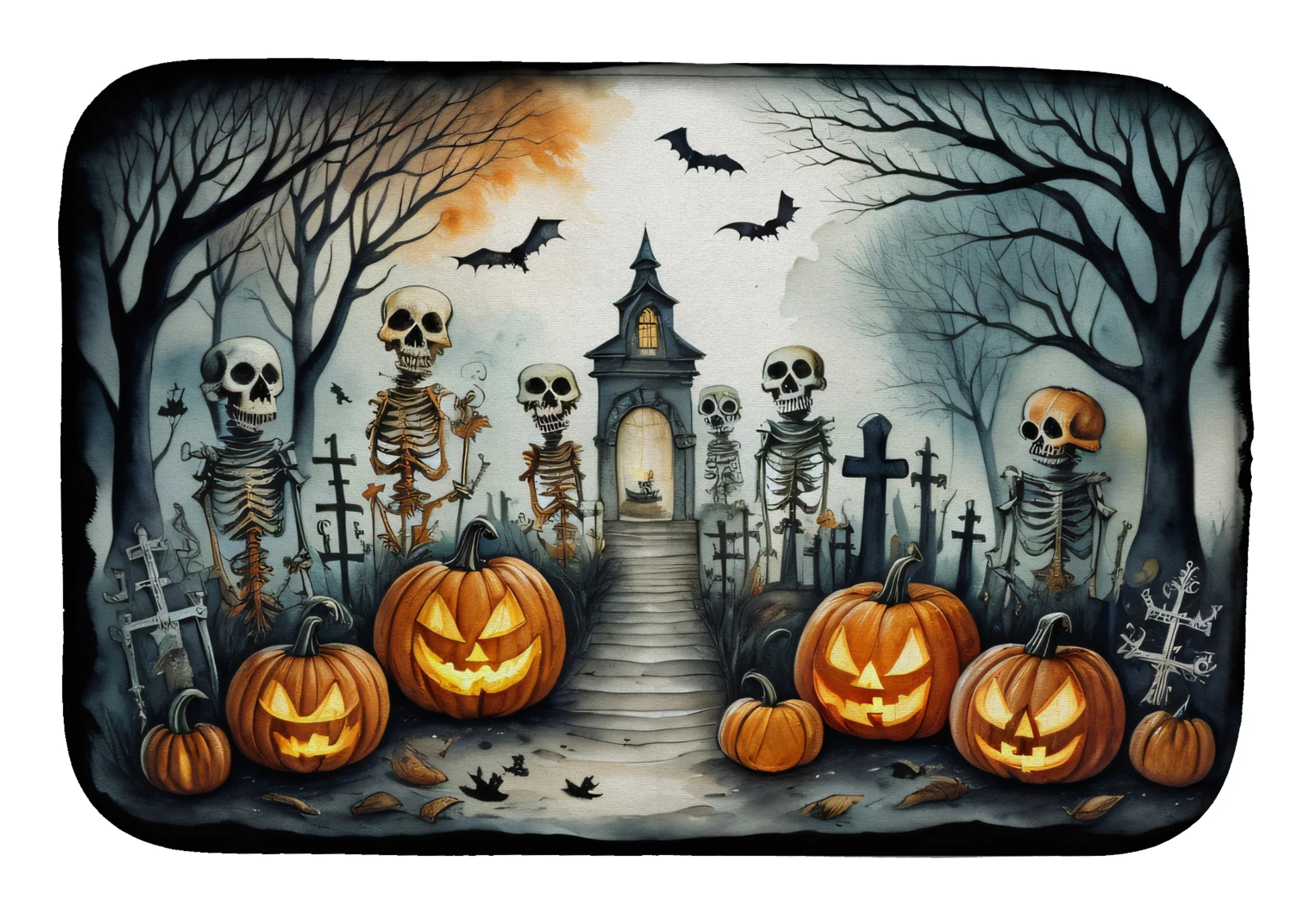 More Spooky Halloween Dish Drying Mat - Size: 14  X 21" | Pack Of: 1 | Collection name: More spooky halloween