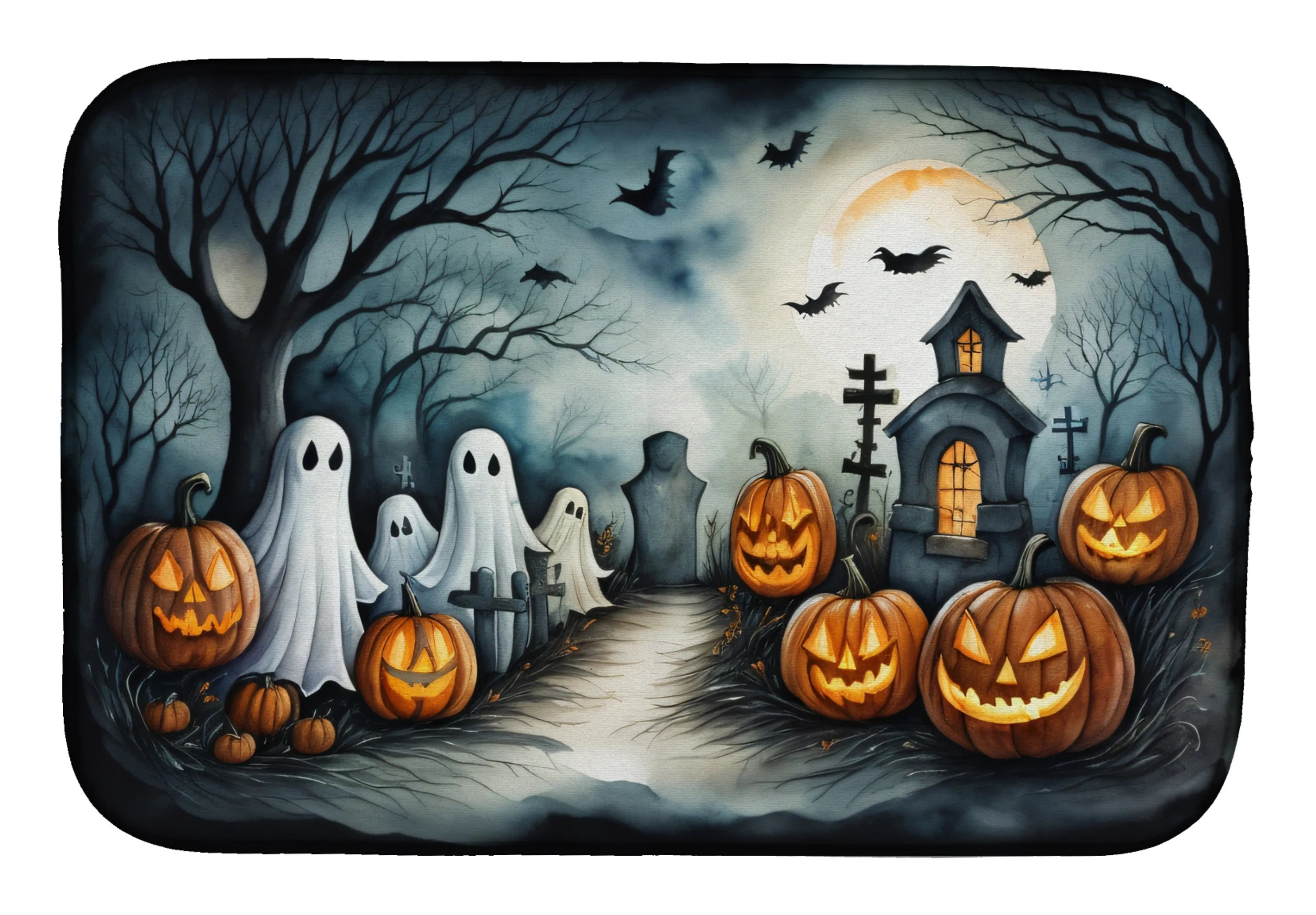 More Spooky Halloween Dish Drying Mat - Size: 14  X 21" | Pack Of: 1 | Collection name: More spooky halloween